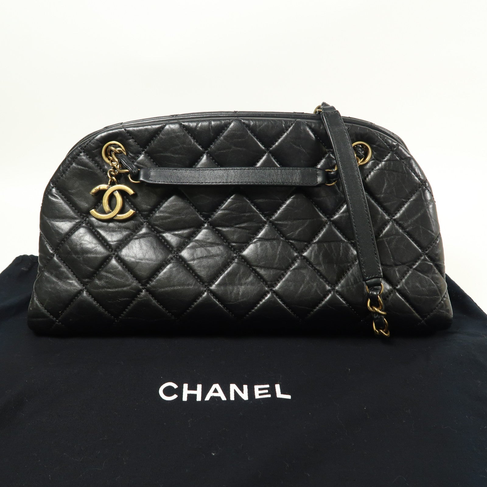 CHANEL 牛皮皮革Shoulder Bag金扣鏈帶肩背袋