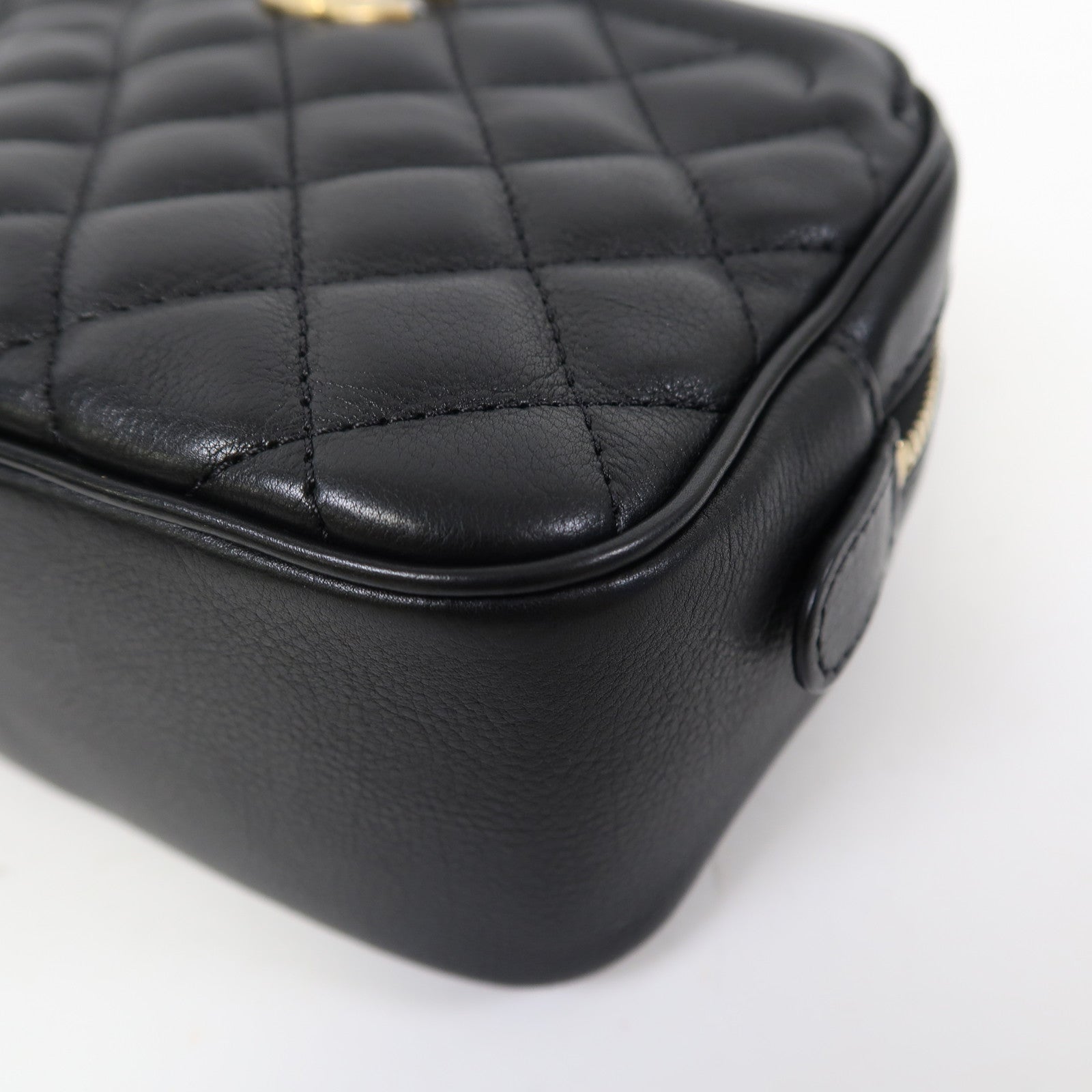 CHANEL 菱格牛皮皮革2way Shoulder Bag金扣手挽肩背兩用袋黑色