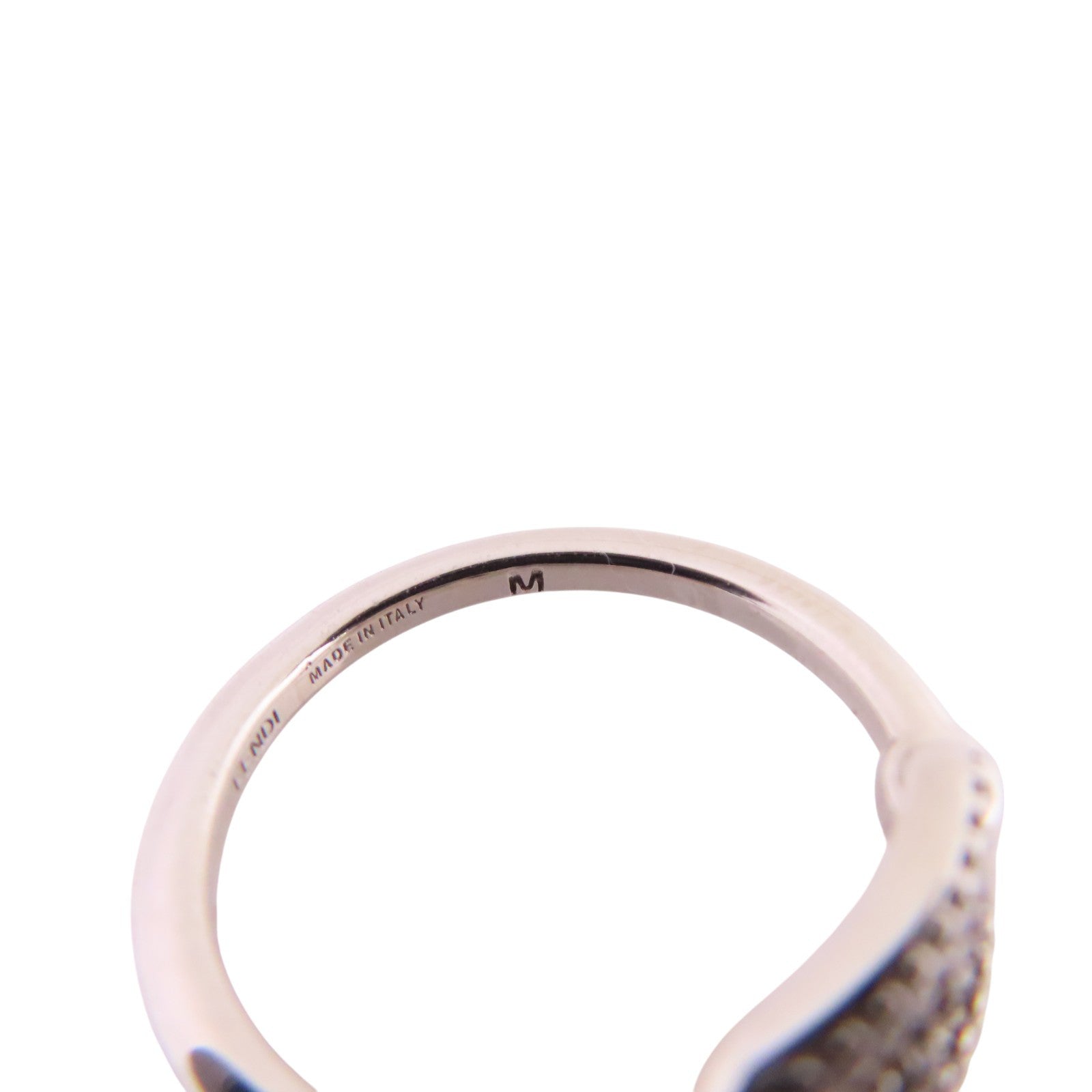 FENDI 925純銀/水鑽Fendi O'Lock Ring戒指Size M/US#6