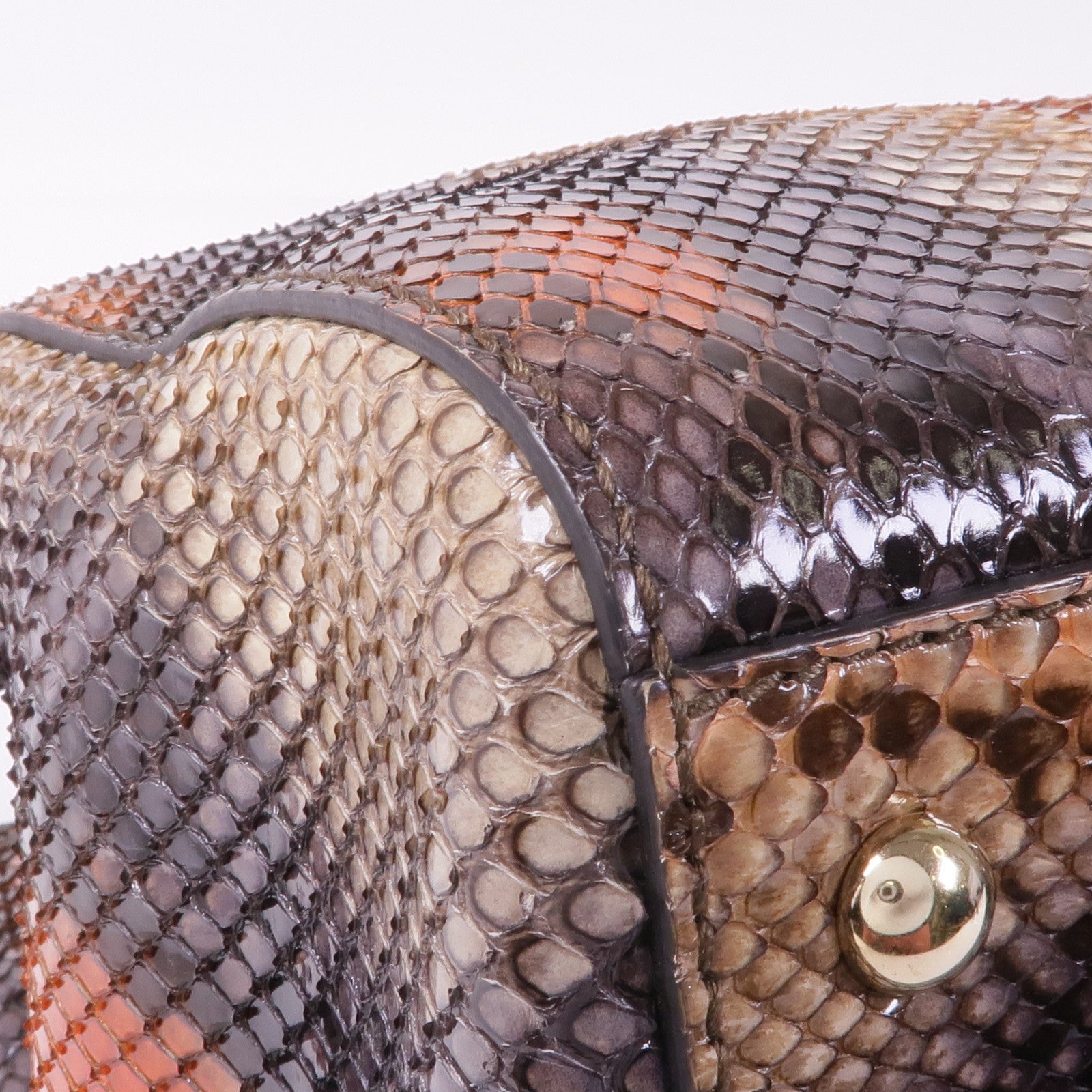 GUCCI 蛇皮皮革Shoulder Bag銀扣手挽肩背兩用袋