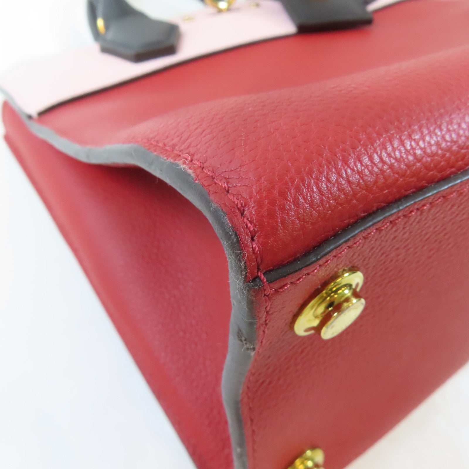 LOUIS VUITTON (PRICE DOWN) LV GHW City Steamer PM Handbag M53321 Leather Red Pink Black