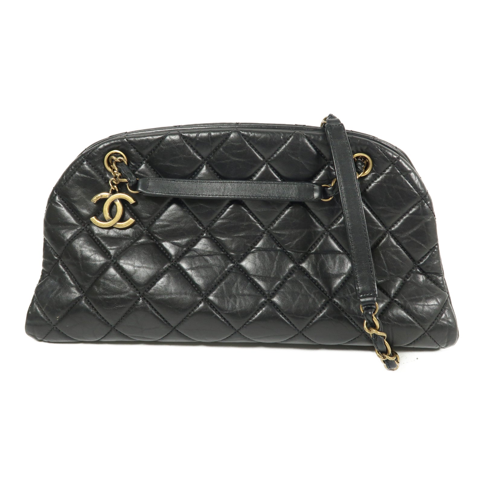 CHANEL 牛皮皮革Shoulder Bag金扣鏈帶肩背袋