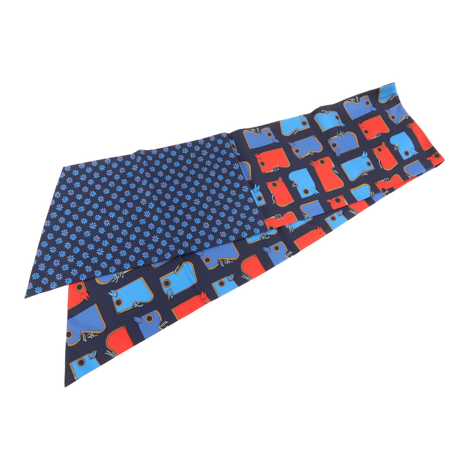 HERMES Maxi Twilly Silk Navy/Blue/Red