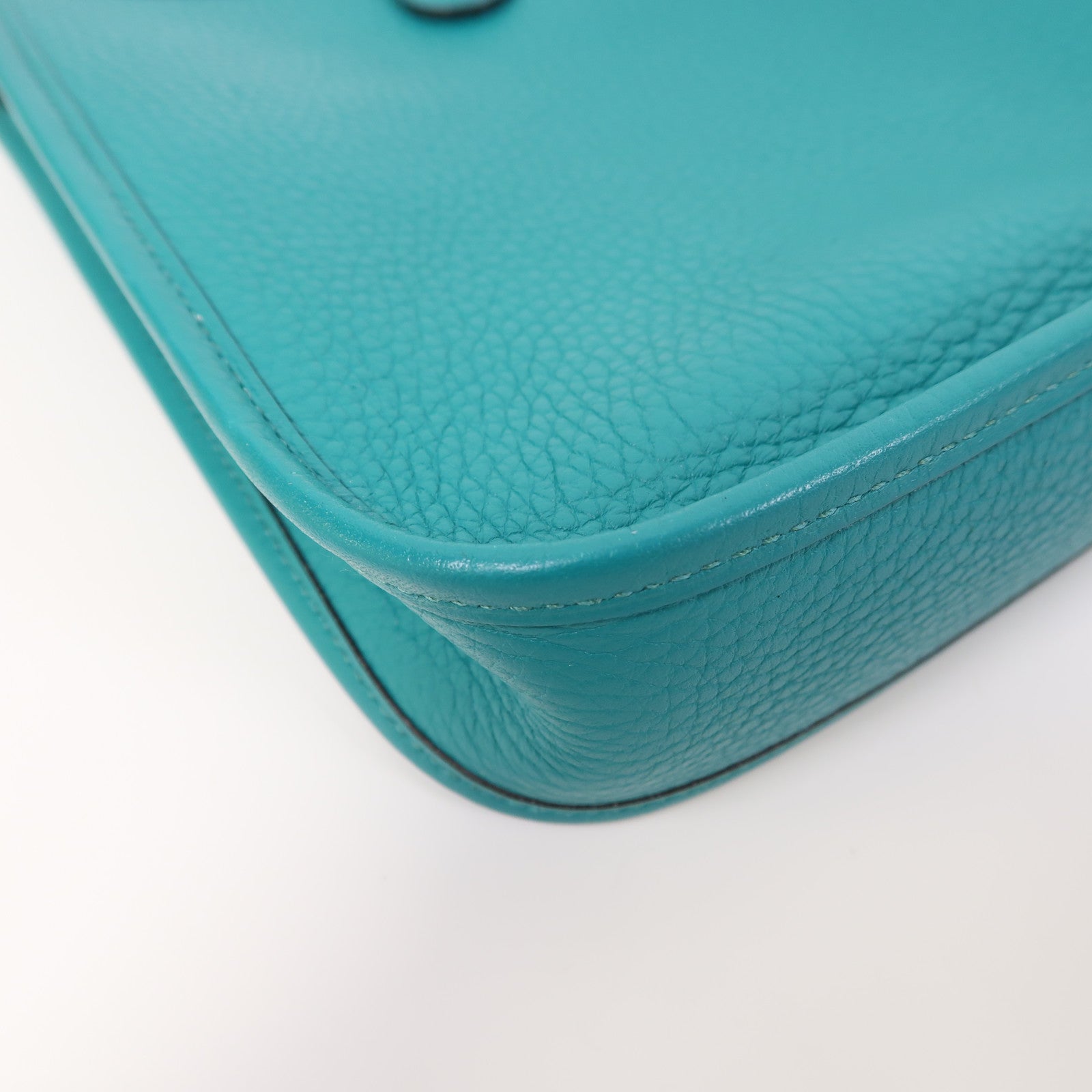 HERMES Clemence皮革Evelyne TPM銀扣肩背袋綠色