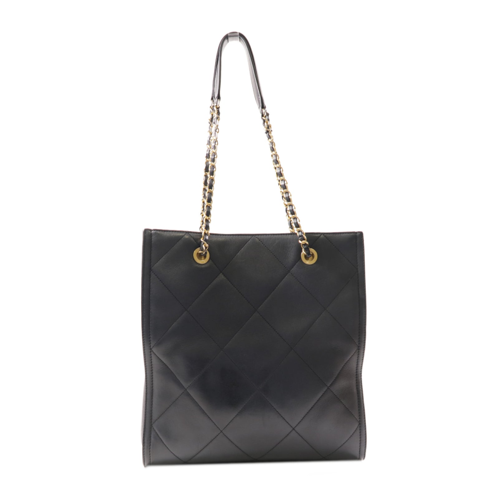 CHANEL 羊皮皮革Chain Shoulder金扣肩背袋黑色