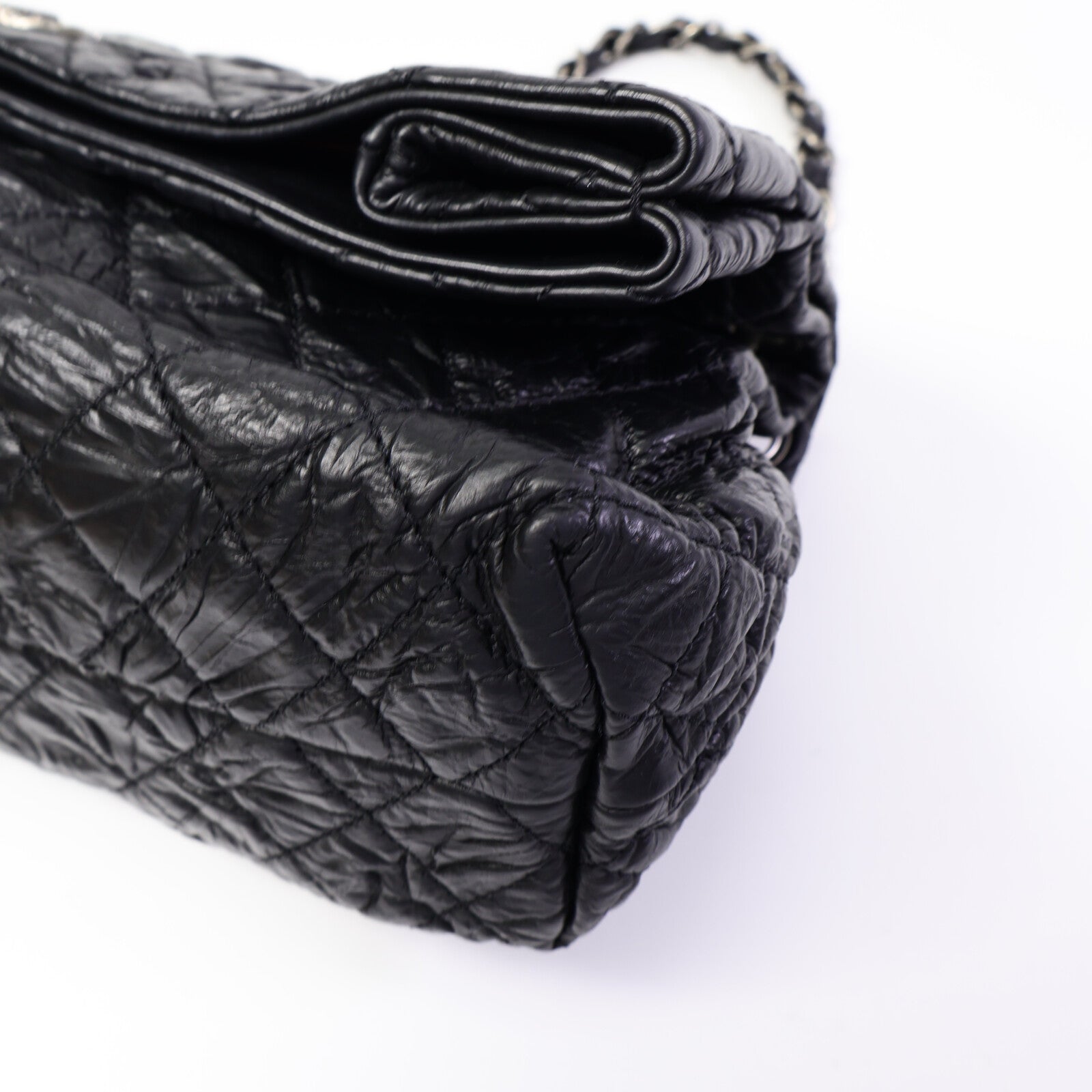 CHANEL 牛皮皮革Quilted Crinkled Calfskin Fold-Over Bag鏈帶肩背袋