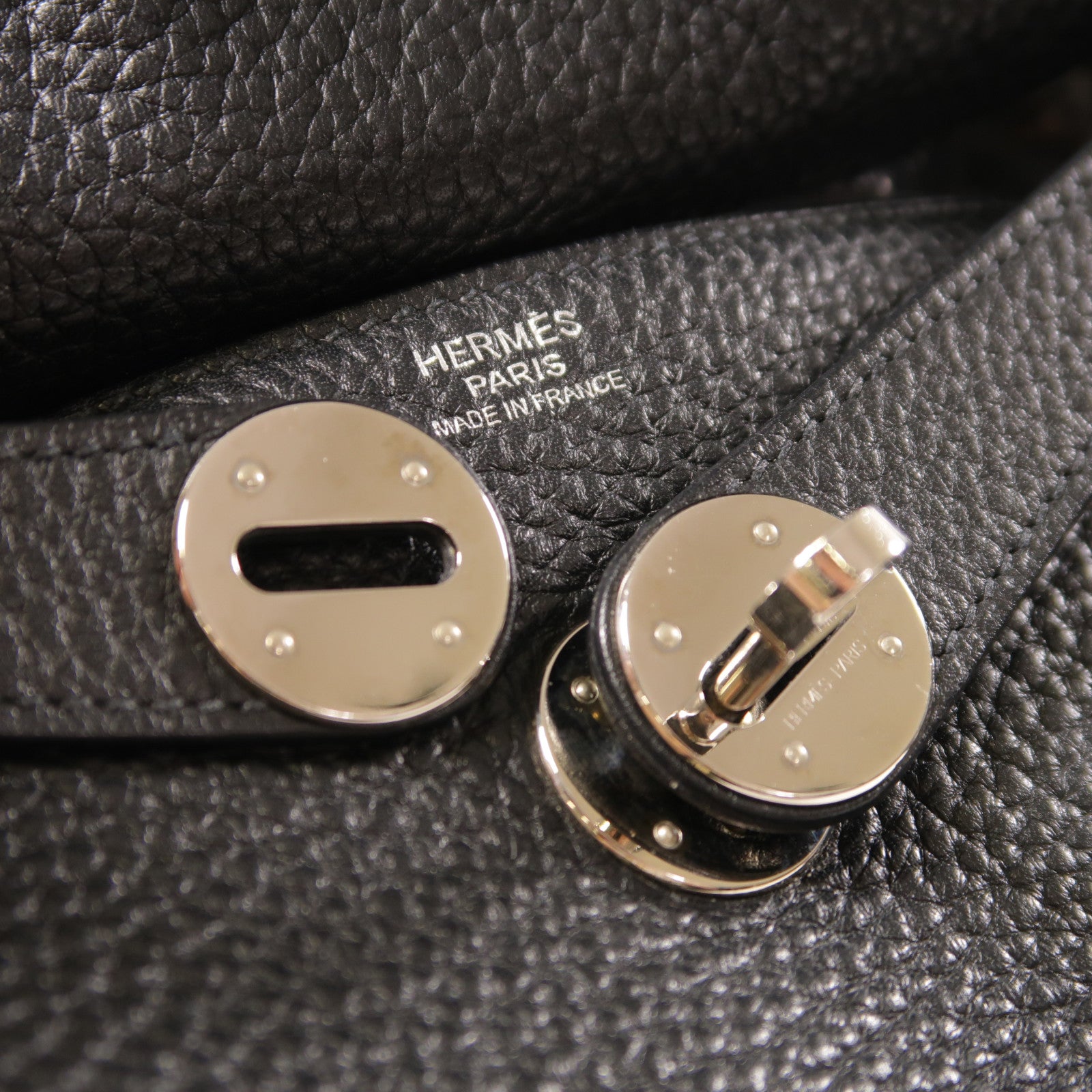 HERMES Clemence皮革Lindy 34銀扣手挽肩背兩用袋Black