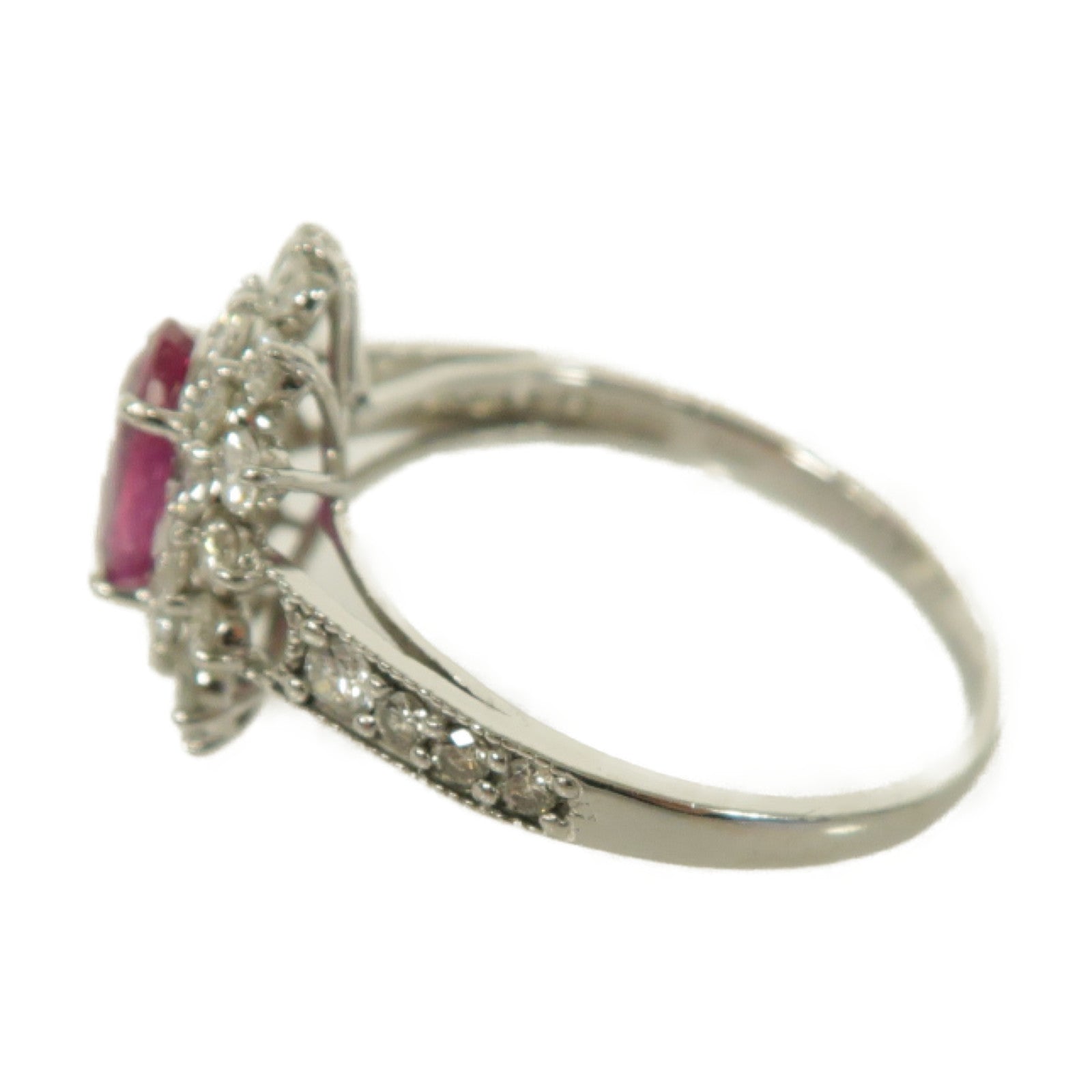 JEWELRY 【激減優惠】PT900鉑金Ruby Ring紅寶石/鑽石戒指粉紅色US#8