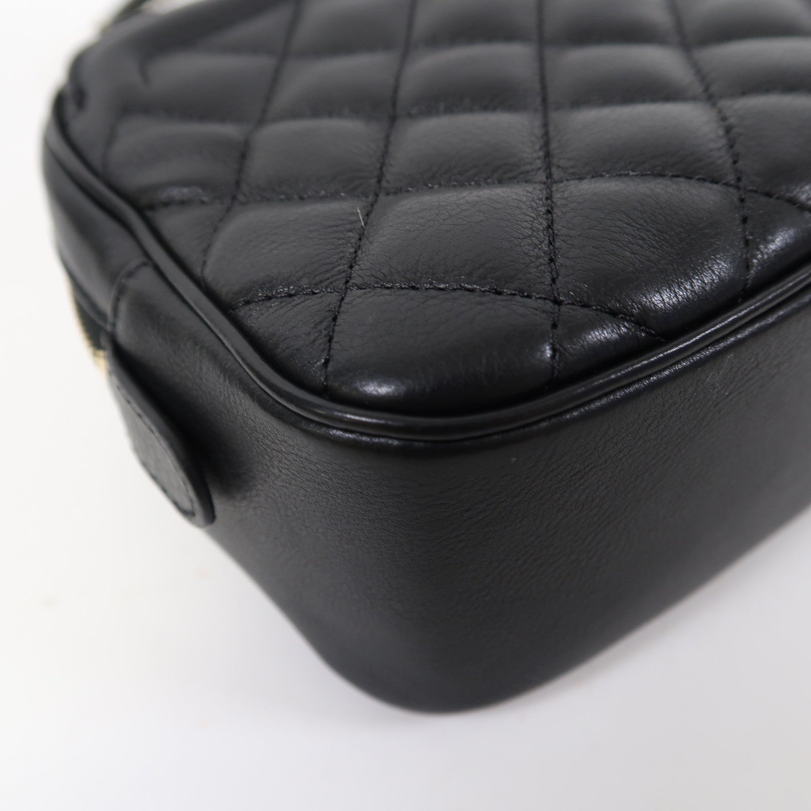 CHANEL 菱格牛皮皮革2way Shoulder Bag金扣手挽肩背兩用袋黑色