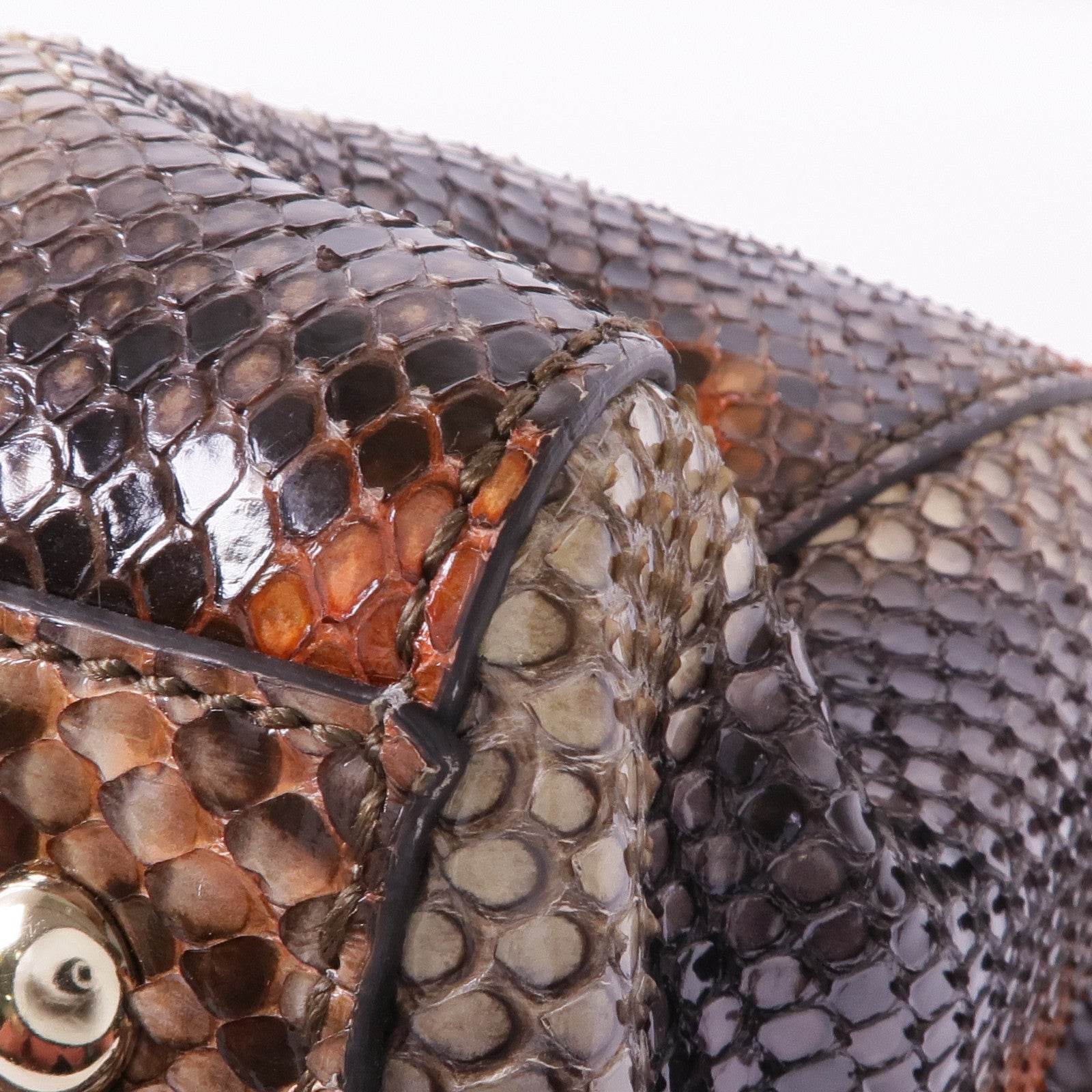 GUCCI 蛇皮皮革Shoulder Bag銀扣手挽肩背兩用袋