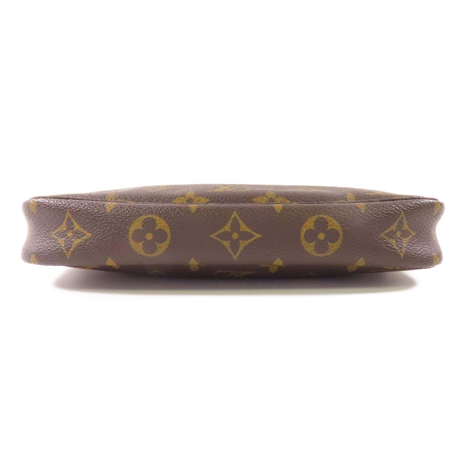 LOUIS VUITTON Monogram Pochette Accessoires金扣手挽袋棕色