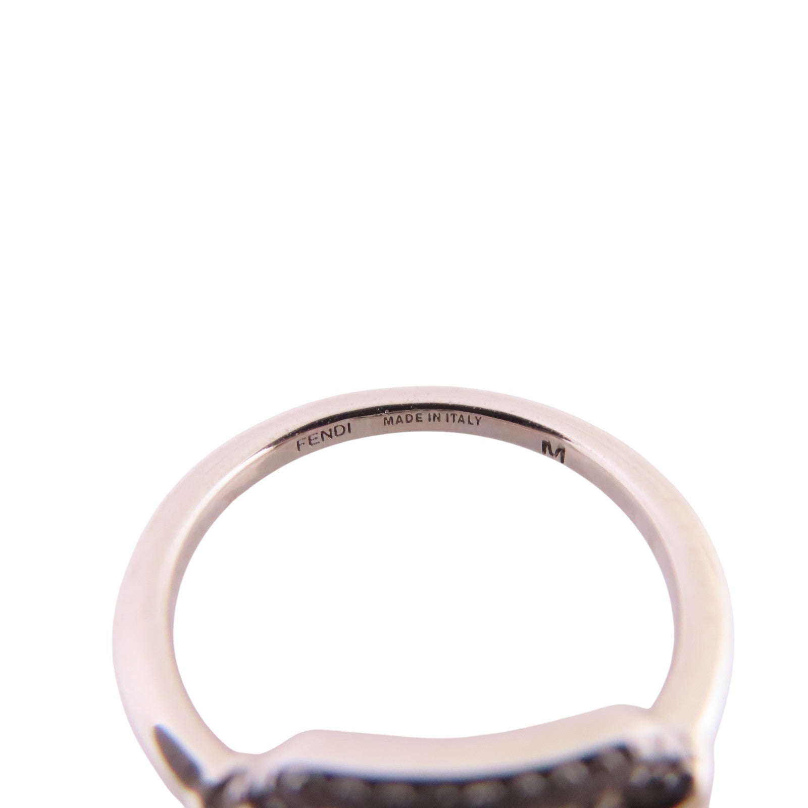 FENDI 925純銀/水鑽Fendi O'Lock Ring戒指Size M/US#6