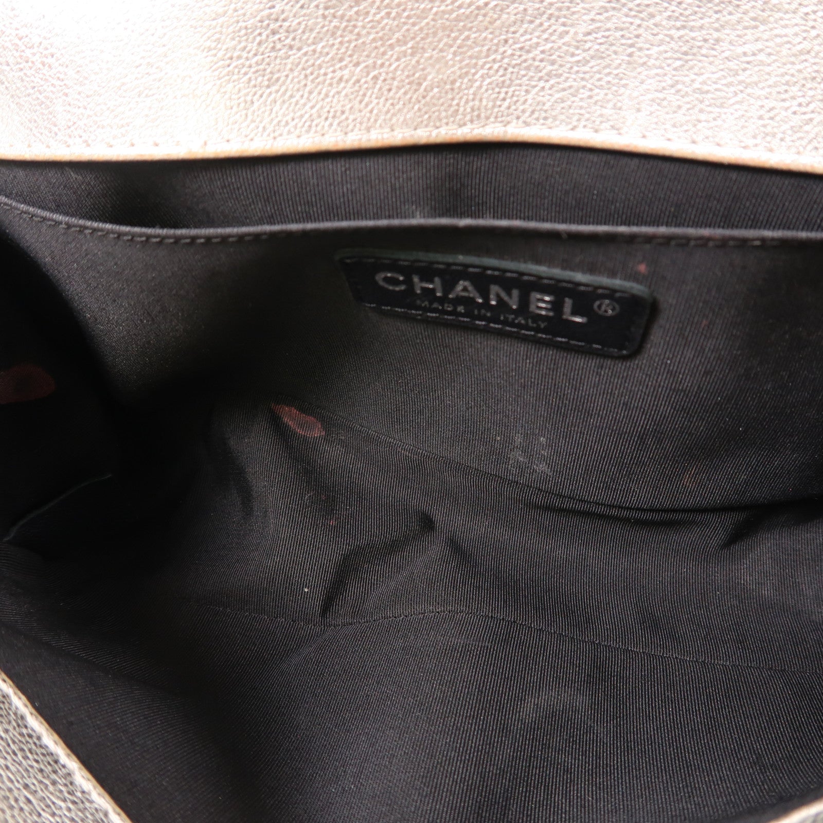 CHANEL CC SHW Boy 25 Chain Shoulder Bag Calfskin Leather Black Silver