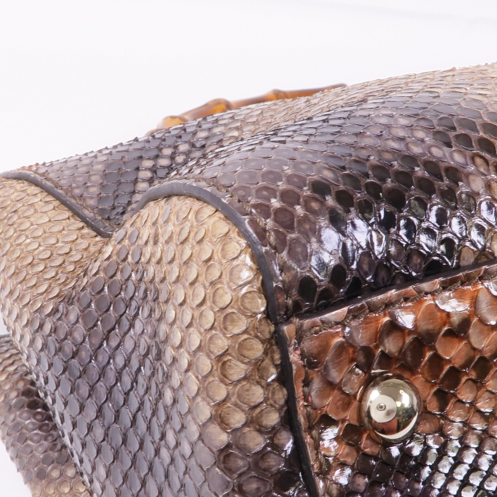 GUCCI 蛇皮皮革Shoulder Bag銀扣手挽肩背兩用袋