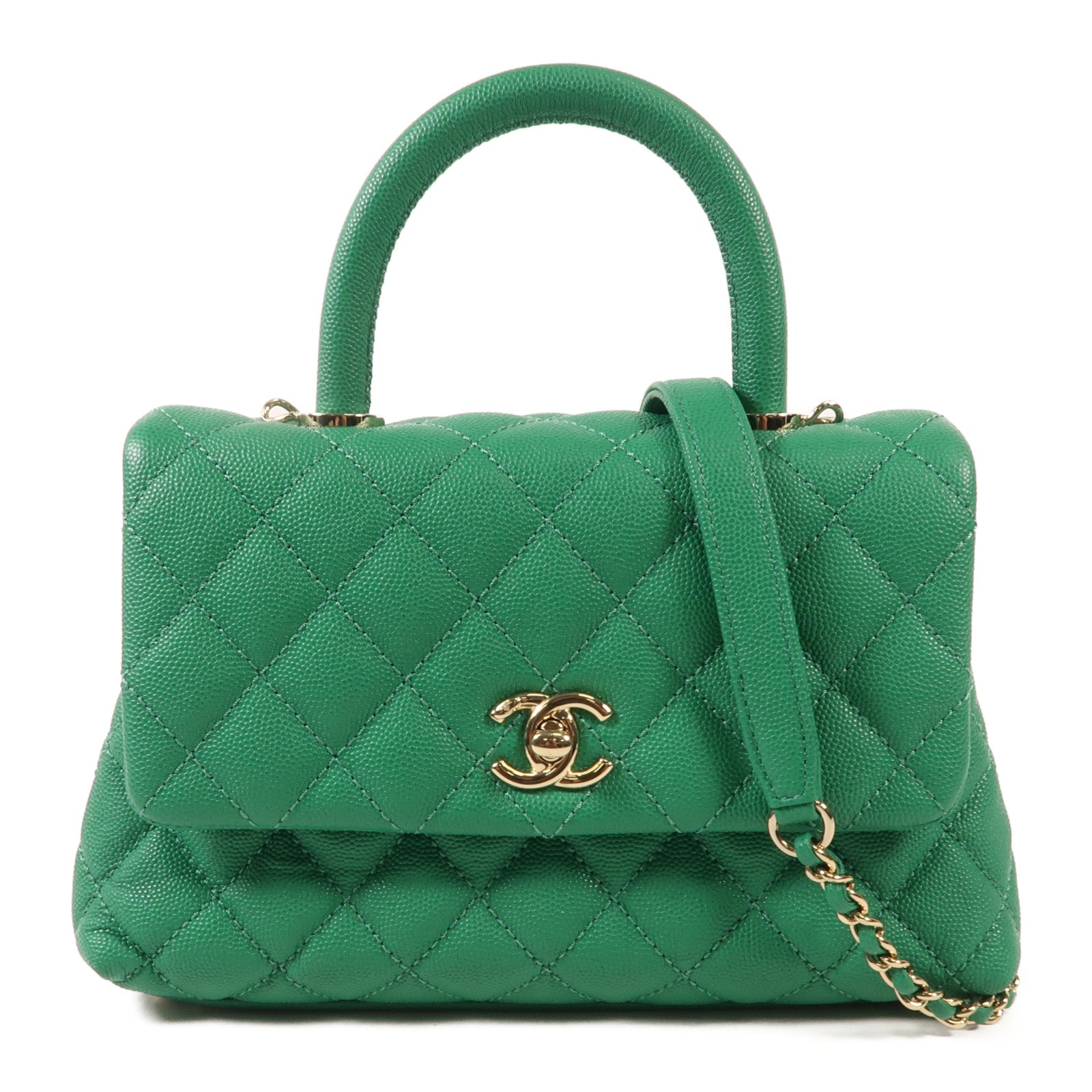 CHANEL 牛皮皮革Coco Handle Small金扣手挽肩背兩用袋