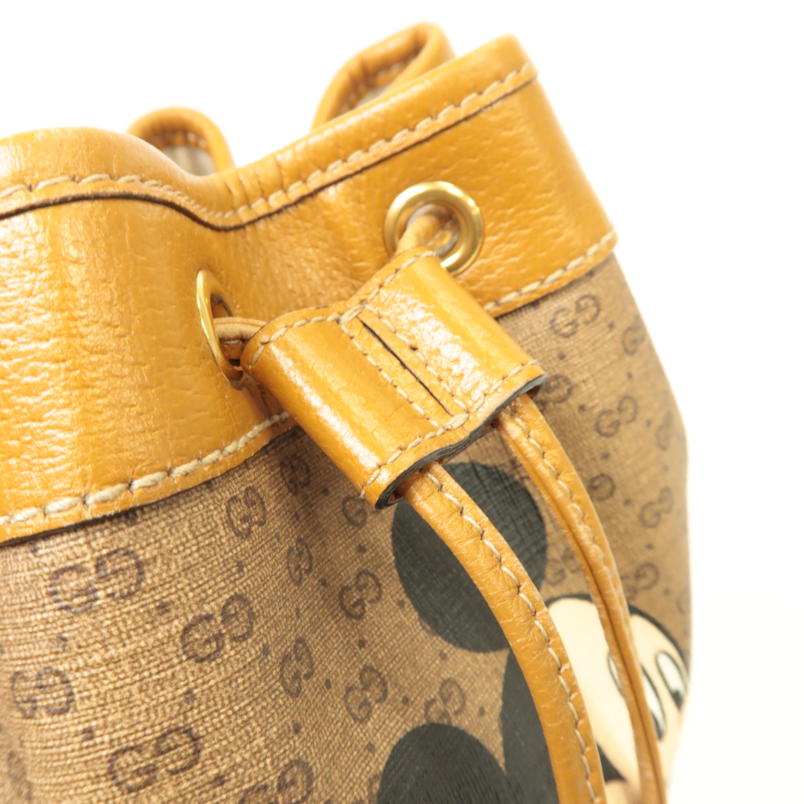 GUCCI 【激減優惠】塗層帆布Disney x Gucci Mickey Mouse Shoulder Bag金扣肩背袋棕色