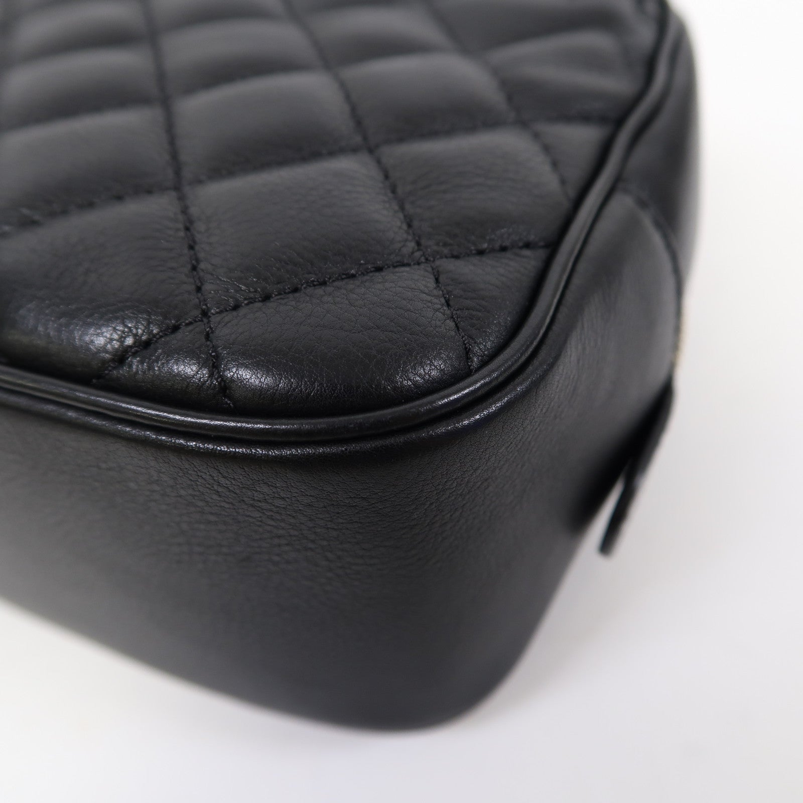 CHANEL 菱格牛皮皮革2way Shoulder Bag金扣手挽肩背兩用袋黑色