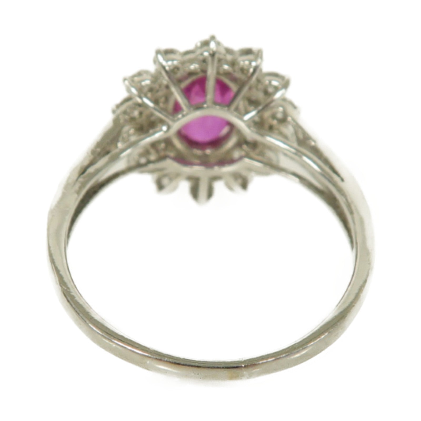 JEWELRY 【激減優惠】PT900鉑金Ruby Ring紅寶石/鑽石戒指粉紅色US#8