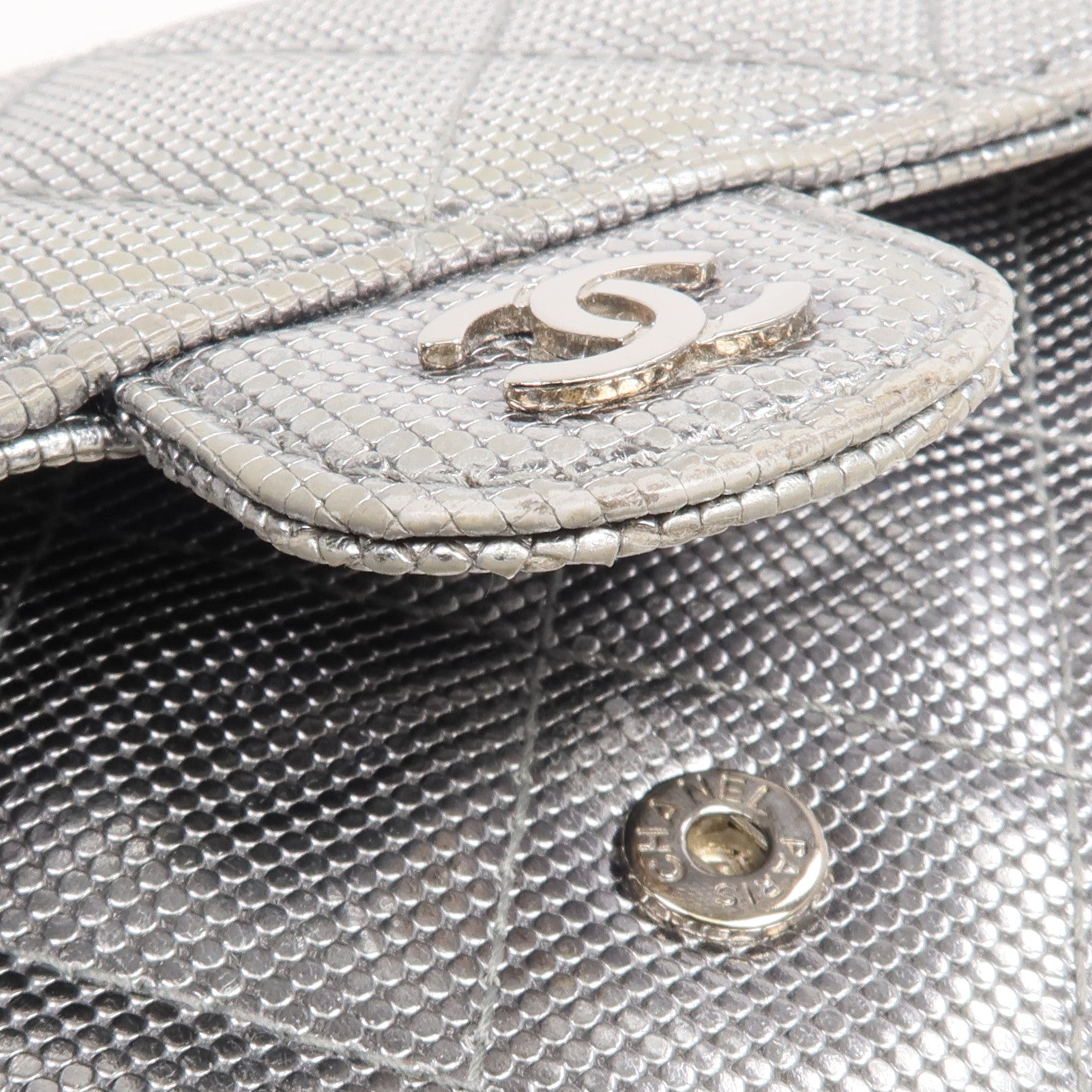 CHANEL 牛皮皮革Long Wallet銀扣長錢包