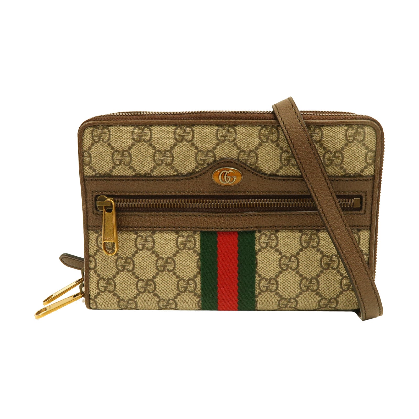 GUCCI 【激減優惠】塗層帆布Ophidia金扣肩背袋啡色
