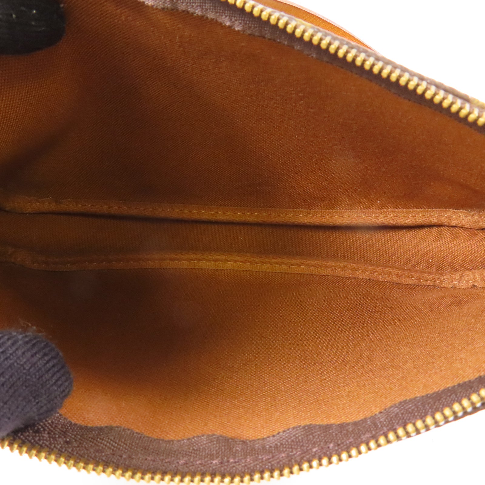 LOUIS VUITTON Monogram Pochette Accessoires金扣手挽袋棕色