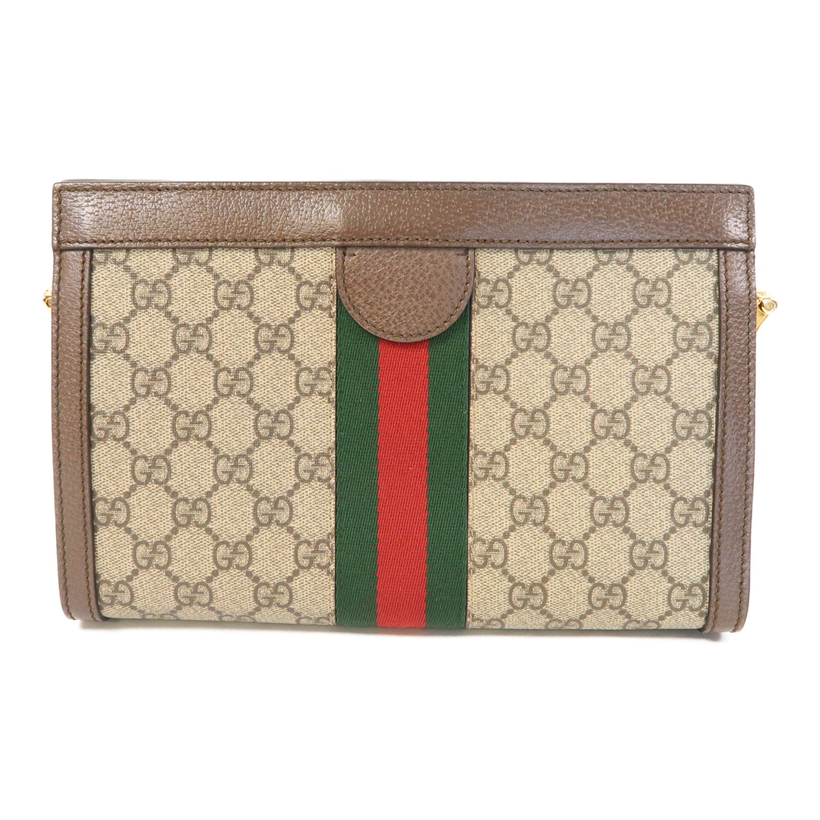 GUCCI 【激減優惠】塗層帆布Ophidia GG Chain金扣鏈帶肩背袋啡色