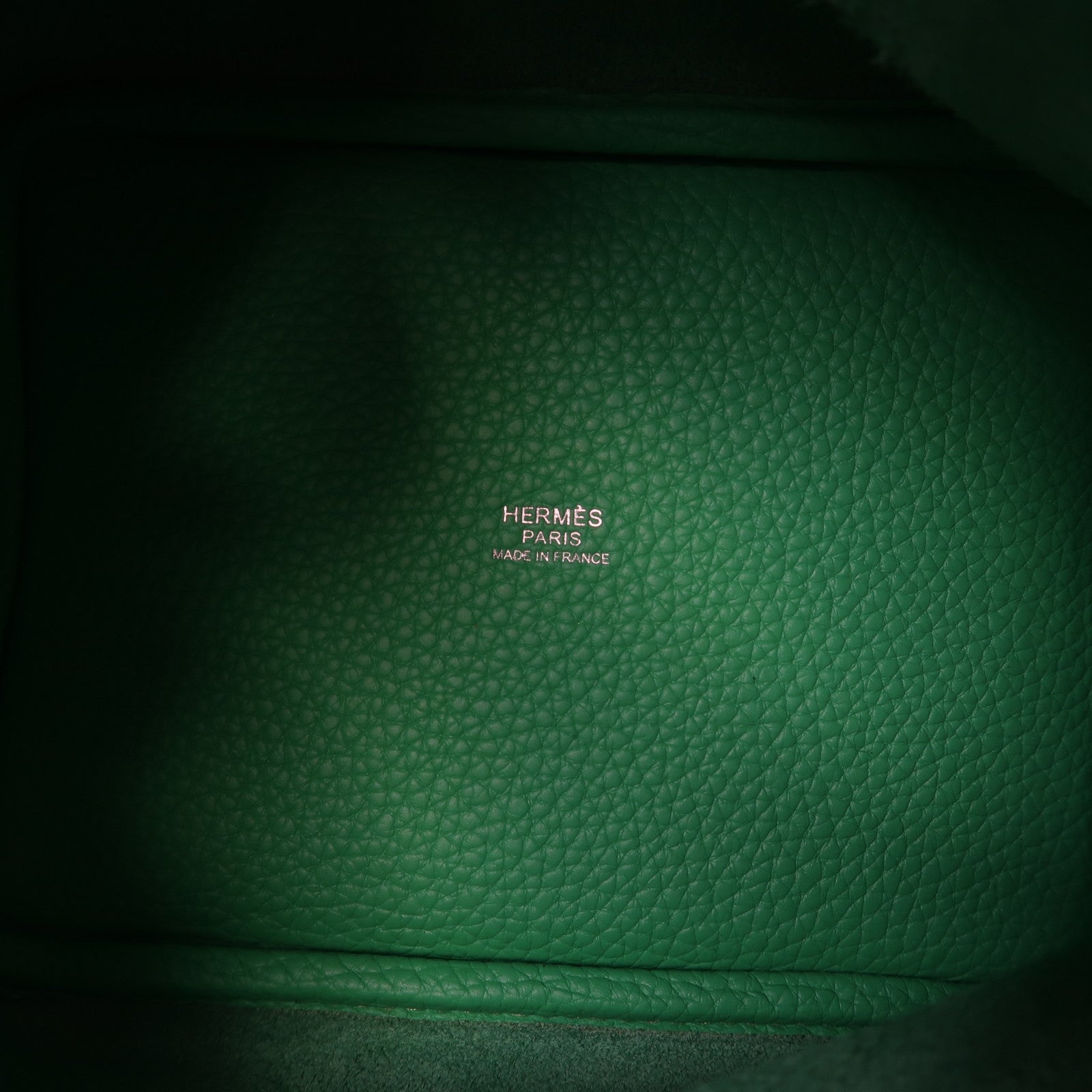 HERMES Clemence皮革Picotin PM銀扣手挽袋漫畫綠色