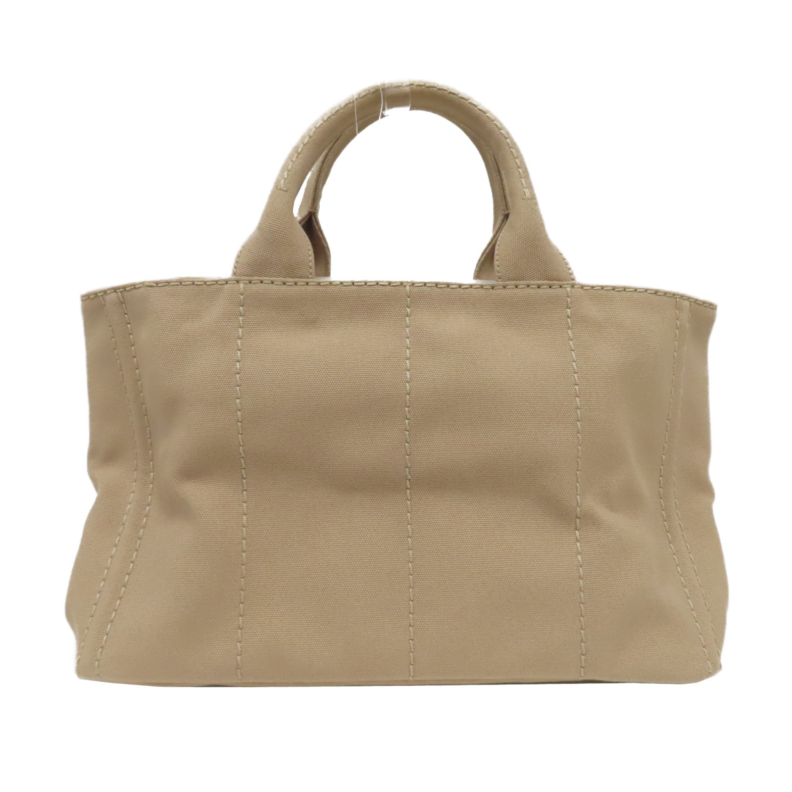 PRADA 帆布Canapa Tote Bag金扣手挽肩背兩用袋米色