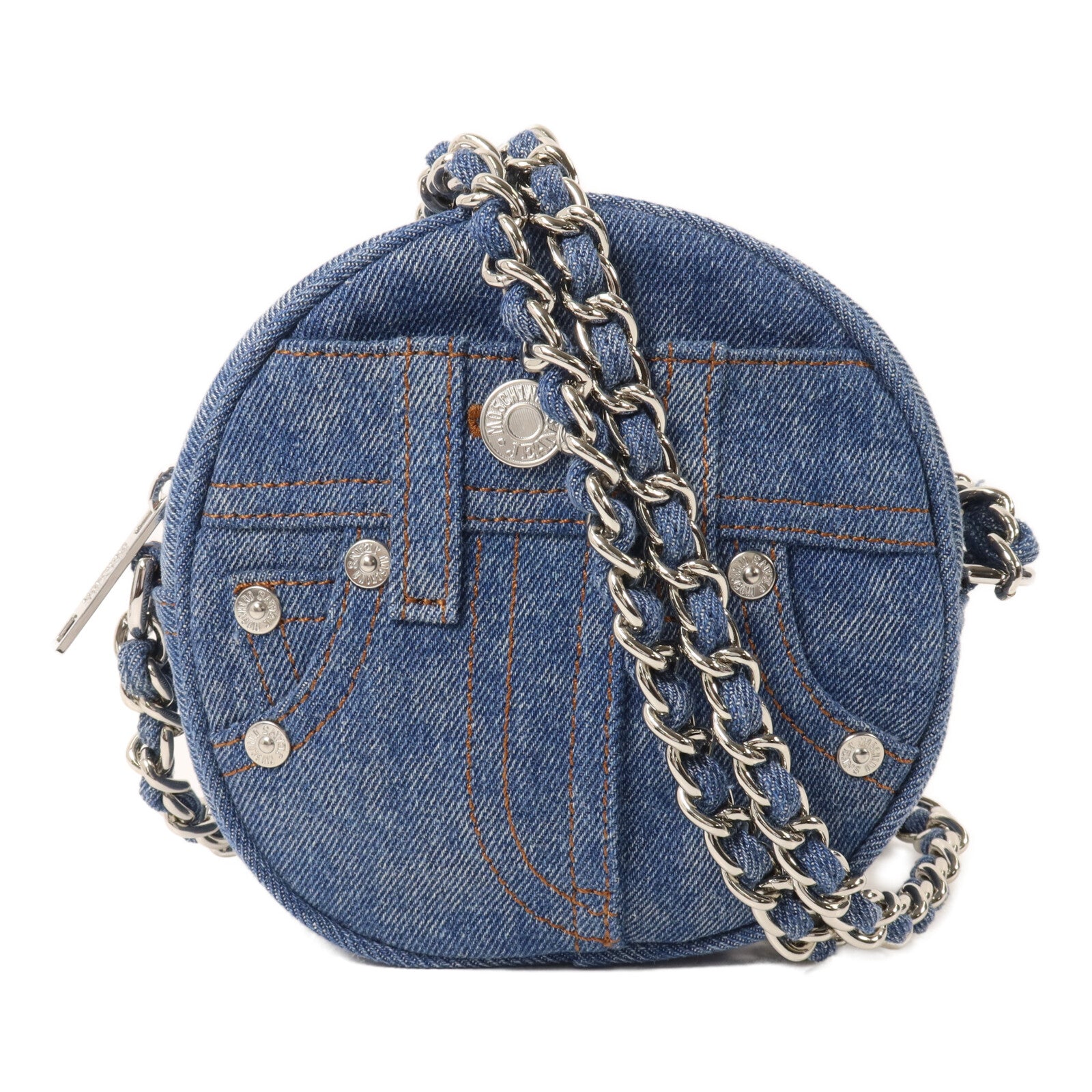 MOSCHINO 牛仔布Chain Shoulder鏈帶肩背袋