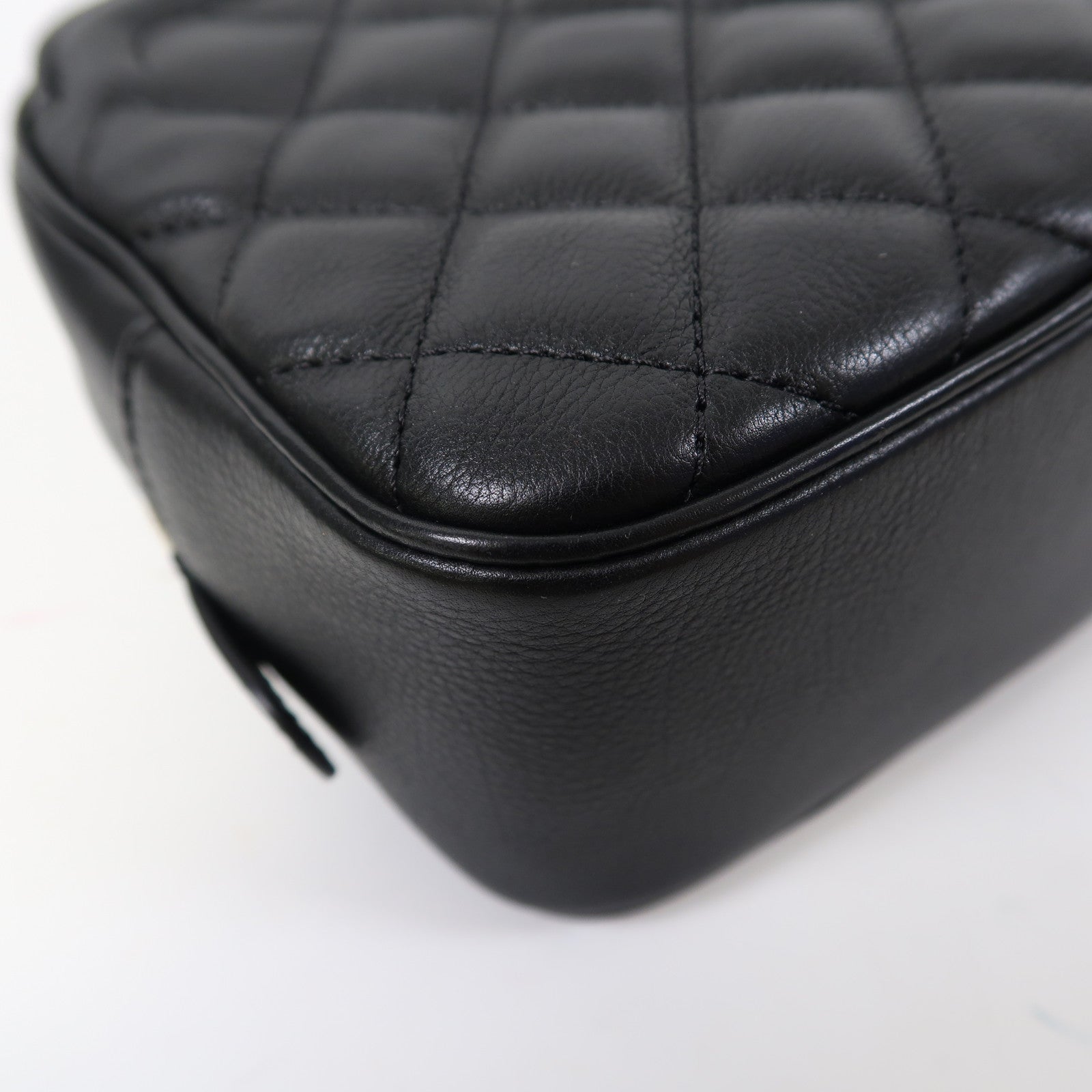 CHANEL 菱格牛皮皮革2way Shoulder Bag金扣手挽肩背兩用袋黑色