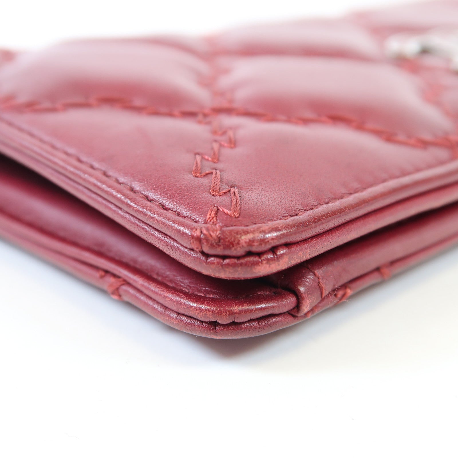 CHANEL 牛皮皮革Long Wallet銀扣銀錢包