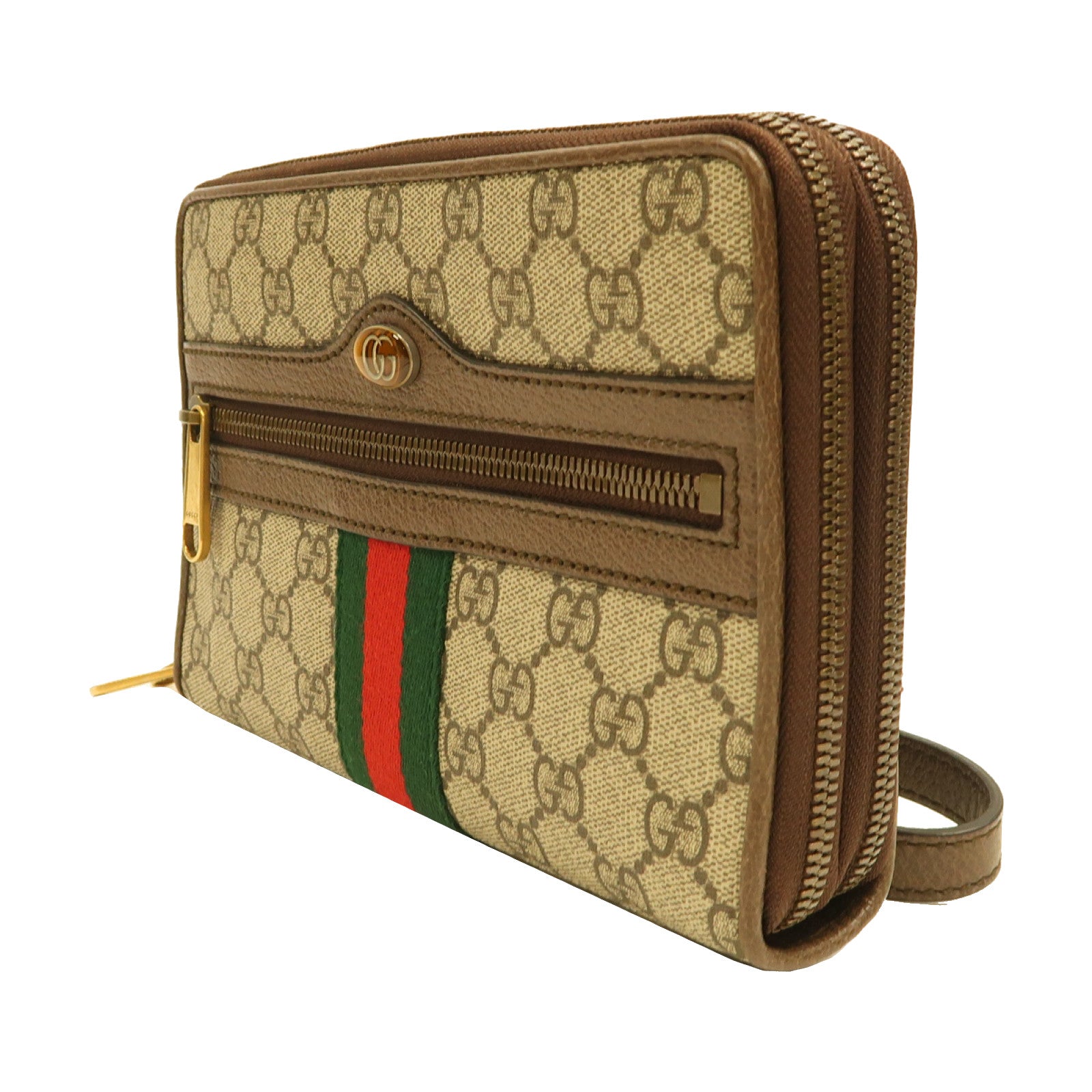 GUCCI 【激減優惠】塗層帆布Ophidia金扣肩背袋啡色