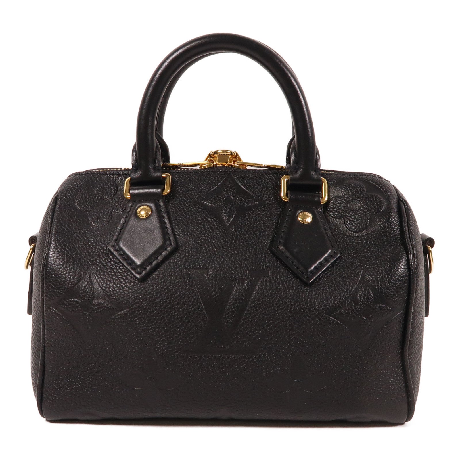 LOUIS VUITTON Monogram Empreinte Speedy Bandouiere 20金扣手挽肩背兩用袋黑色