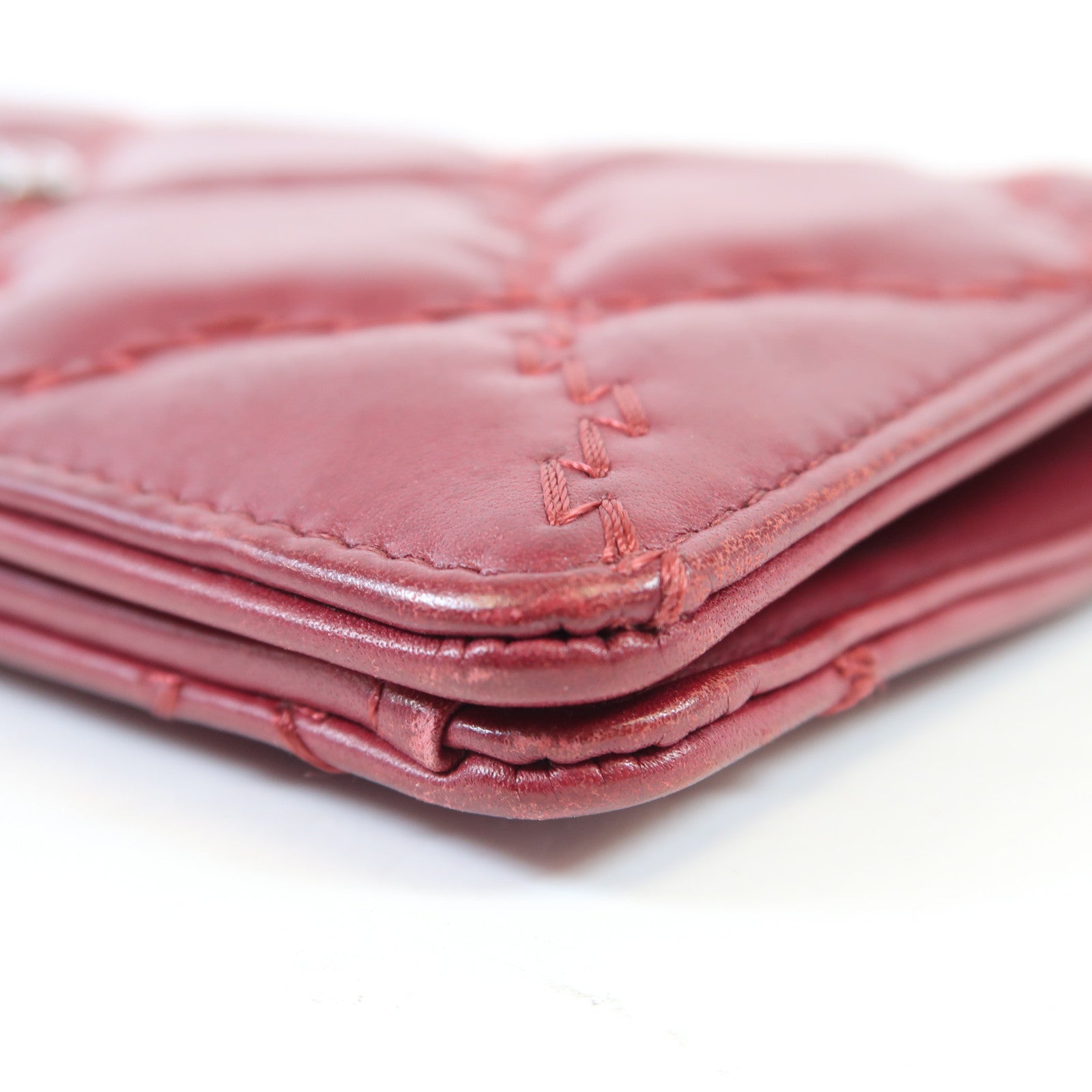 CHANEL 牛皮皮革Long Wallet銀扣銀錢包