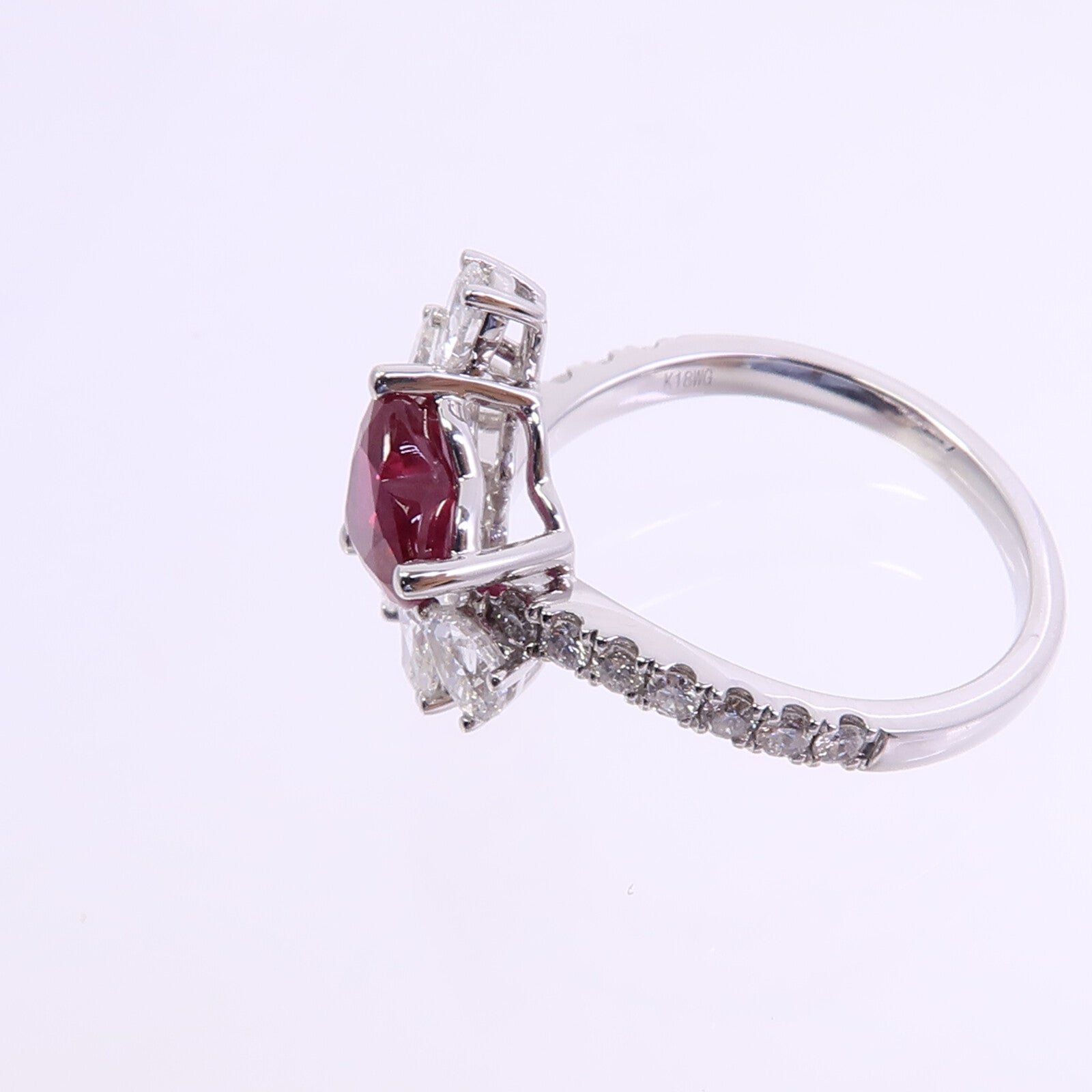 JEWELRY 18K白金Ruby Diamond Ring紅寶石/鑽石戒指
