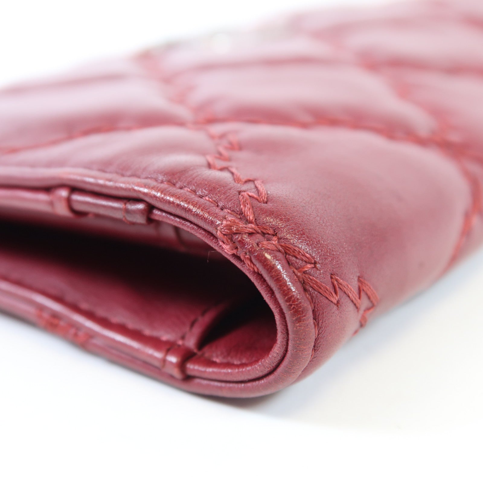 CHANEL 牛皮皮革Long Wallet銀扣銀錢包