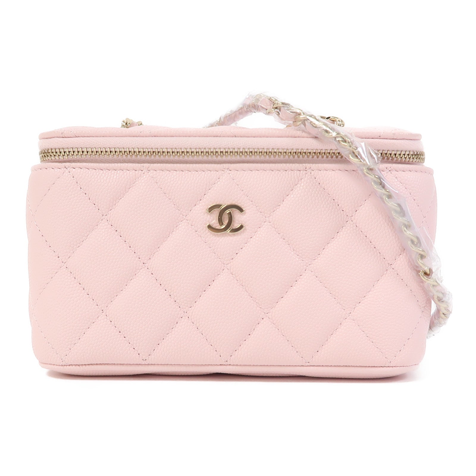 CHANEL 【激減優惠】菱格牛皮皮革Chain Shoulder金扣鏈帶肩背袋粉紅色