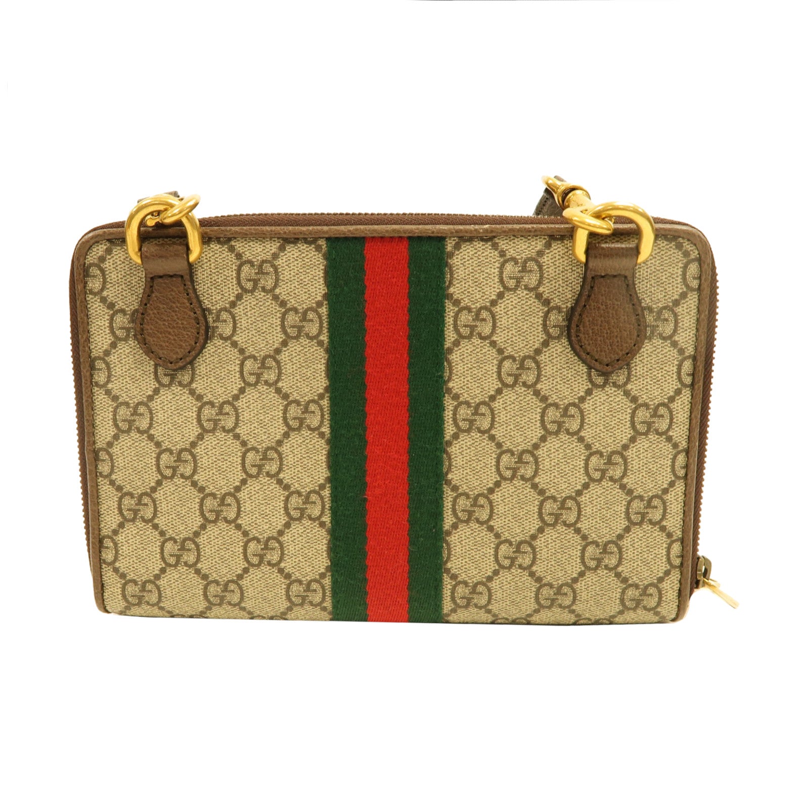 GUCCI 【激減優惠】塗層帆布Ophidia金扣肩背袋啡色