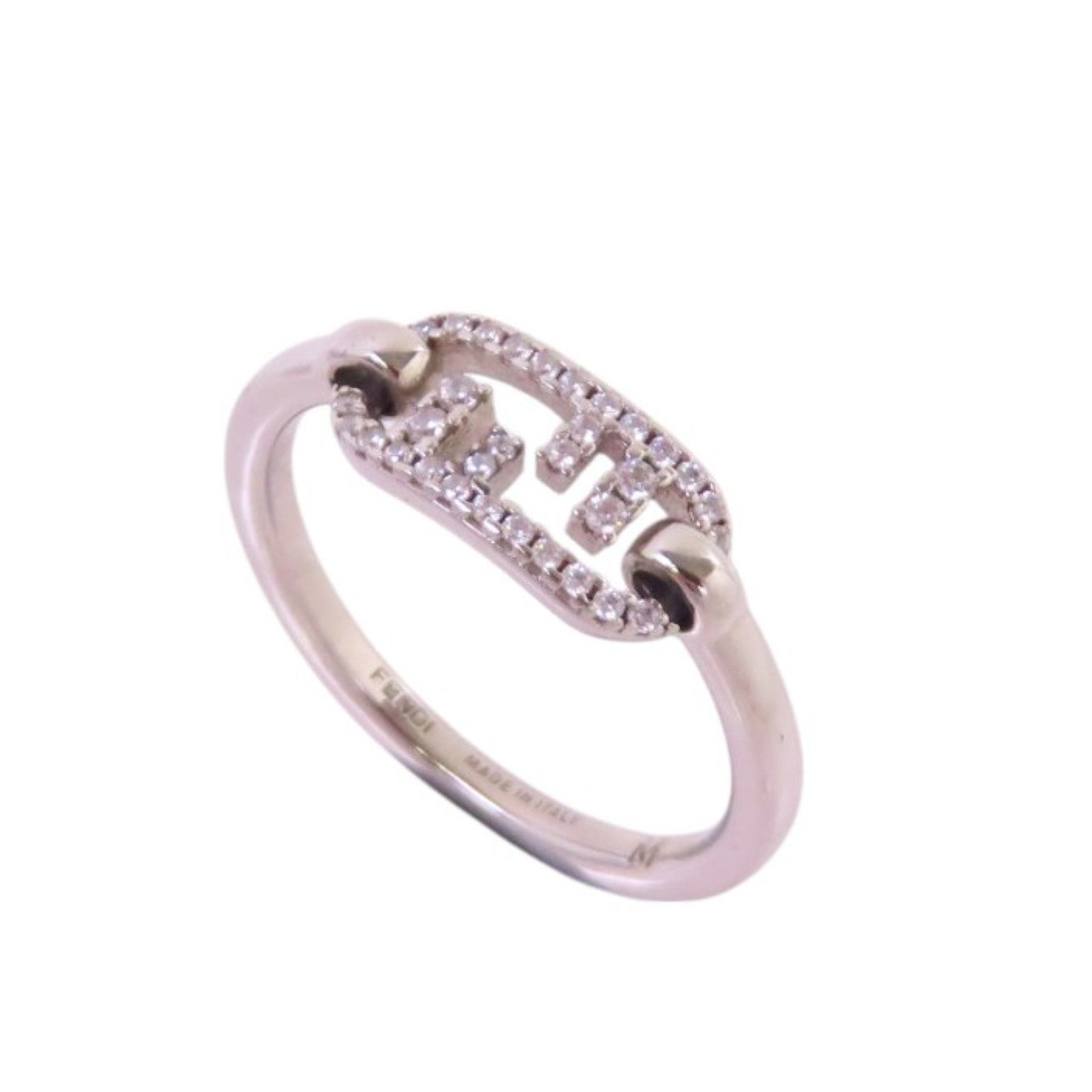 FENDI 925純銀/水鑽Fendi O'Lock Ring戒指Size M/US#6