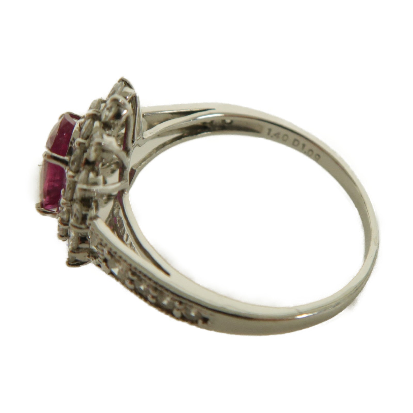 JEWELRY 【激減優惠】PT900鉑金Ruby Ring紅寶石/鑽石戒指粉紅色US#8