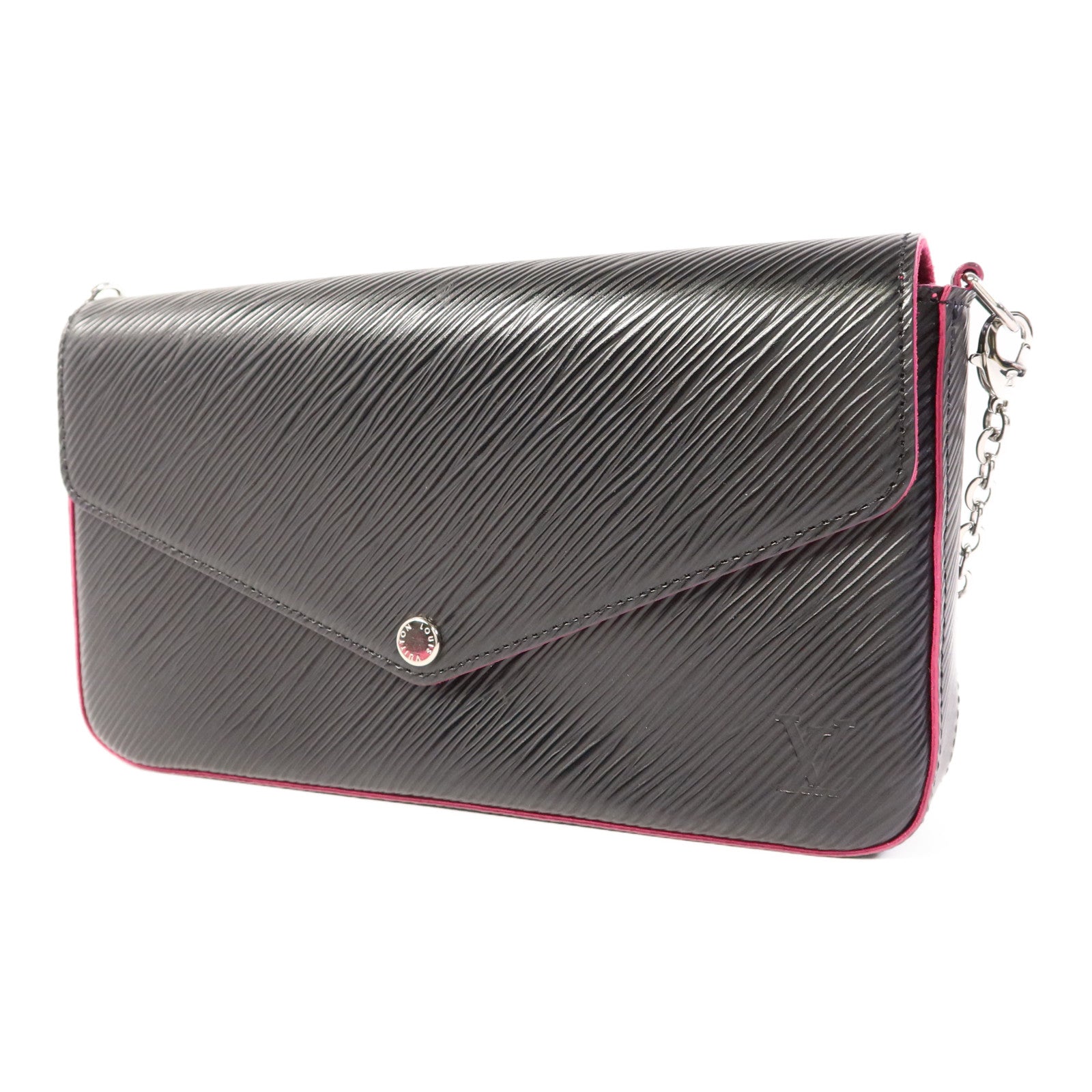 LOUIS VUITTON Epi Pochette Felicie銀扣鏈帶肩背袋