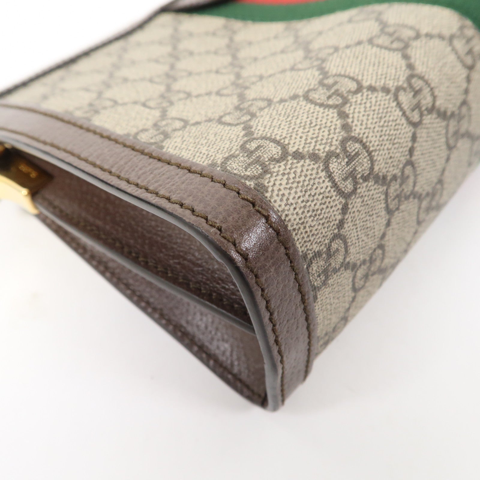 GUCCI 【激減優惠】塗層帆布Ophidia GG Chain金扣鏈帶肩背袋啡色