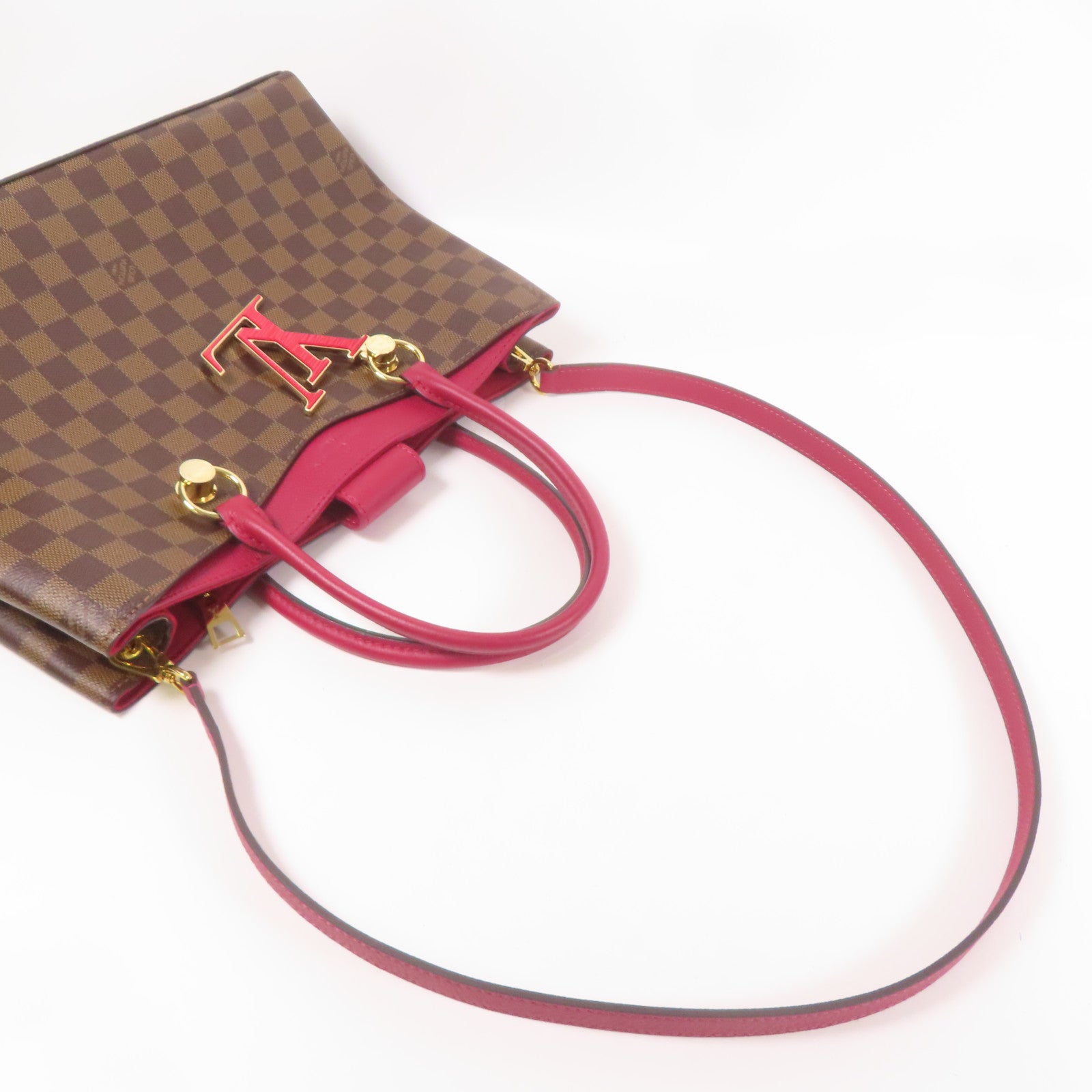 LOUIS VUITTON LV GHW Rivierside 2way Shoulder Bag M40052 Damier Brown/Red