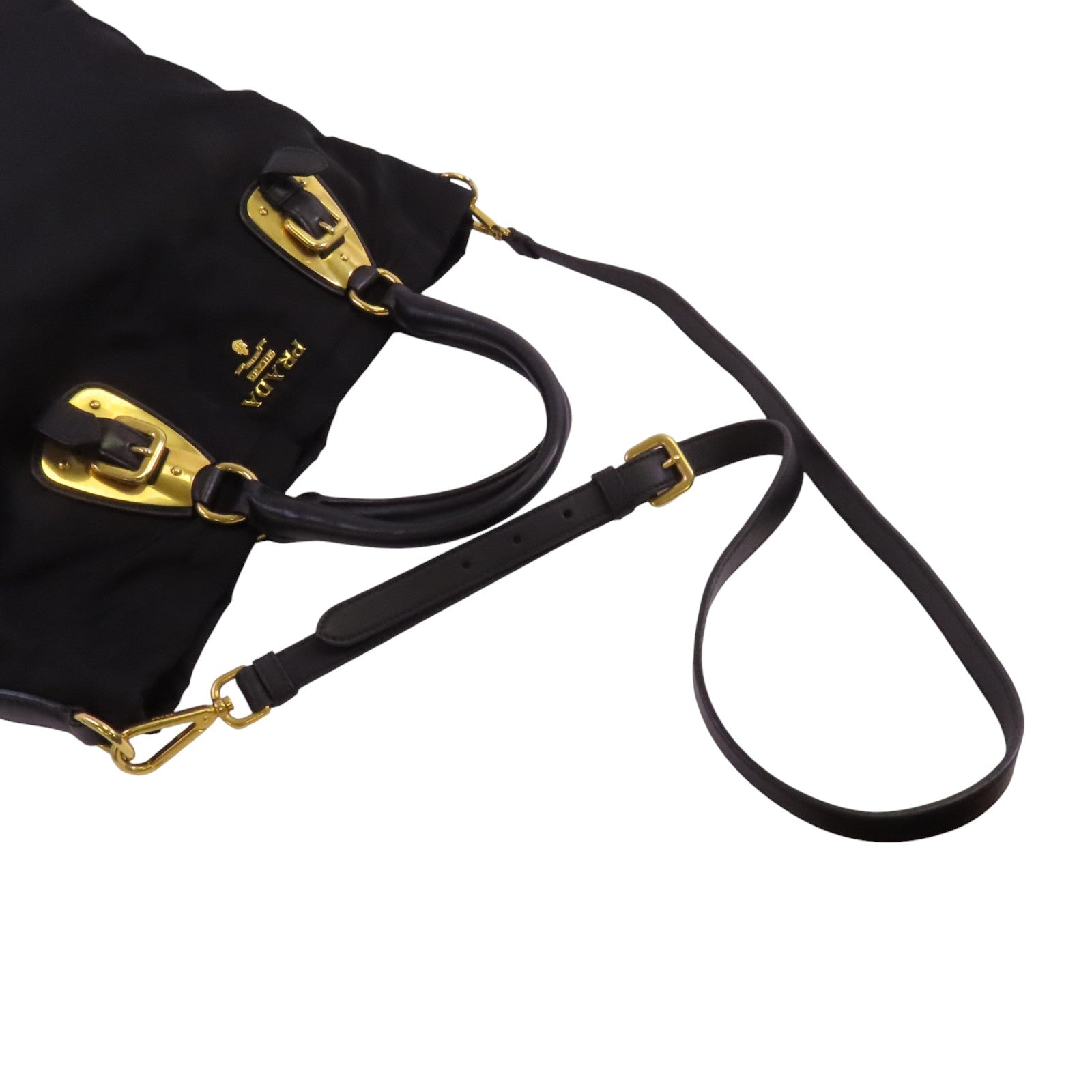 PRADA 尼龍2Way Shoulder金扣手挽肩背兩用袋