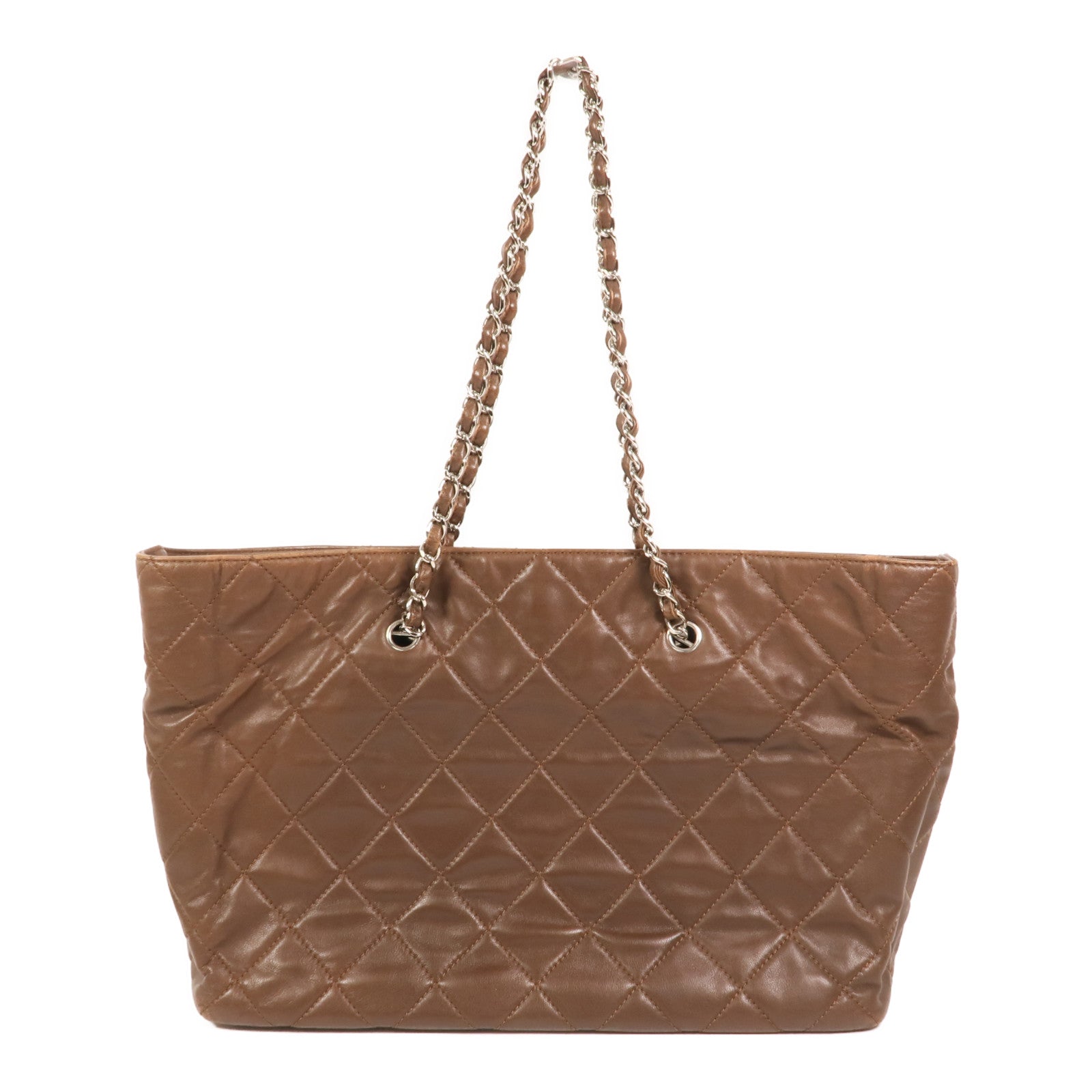 CHANEL 牛皮皮革Matelasse Chain Large銀扣鏈帶手挽袋