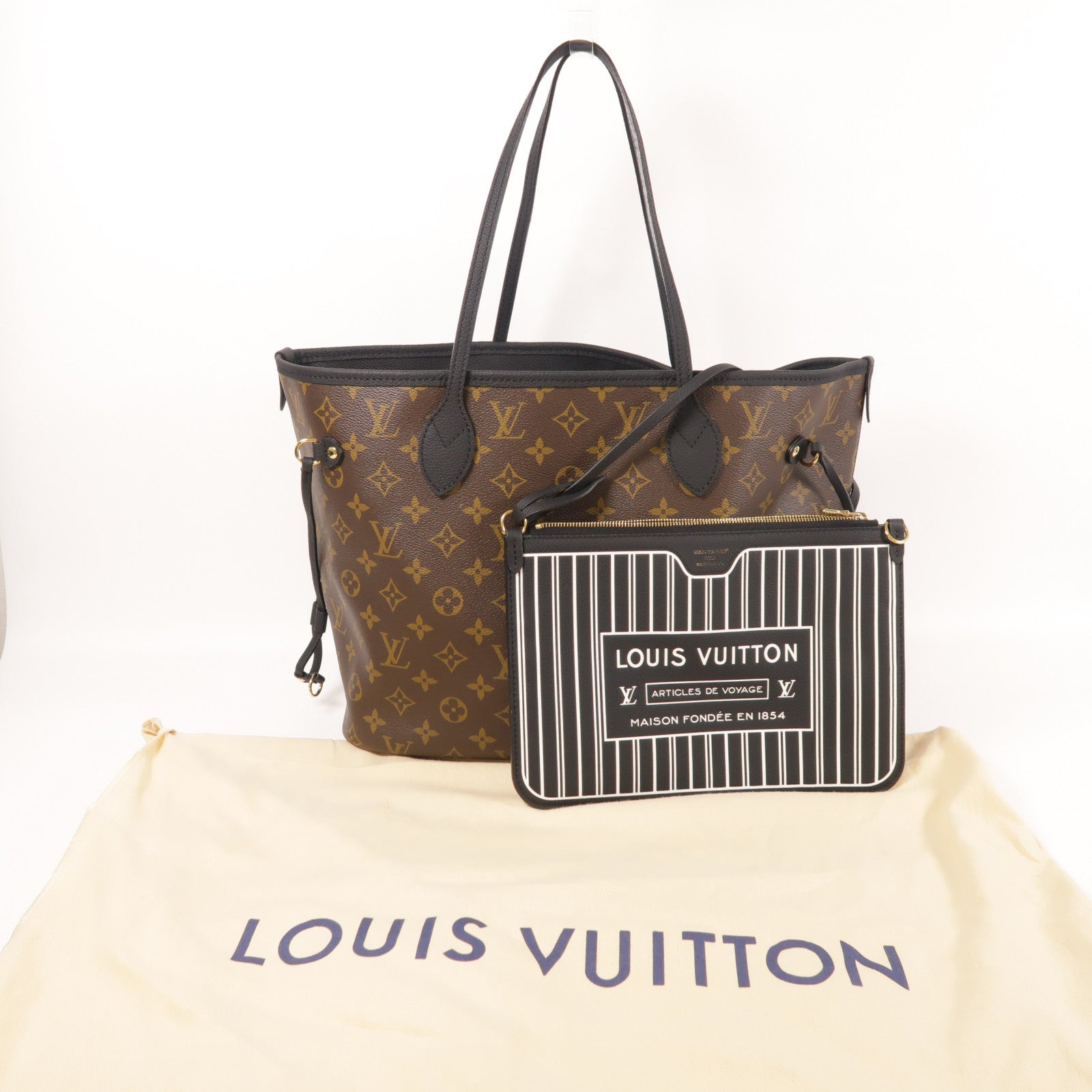 LOUIS VUITTON Monogram Neverfull Inside Out MM金扣手挽袋