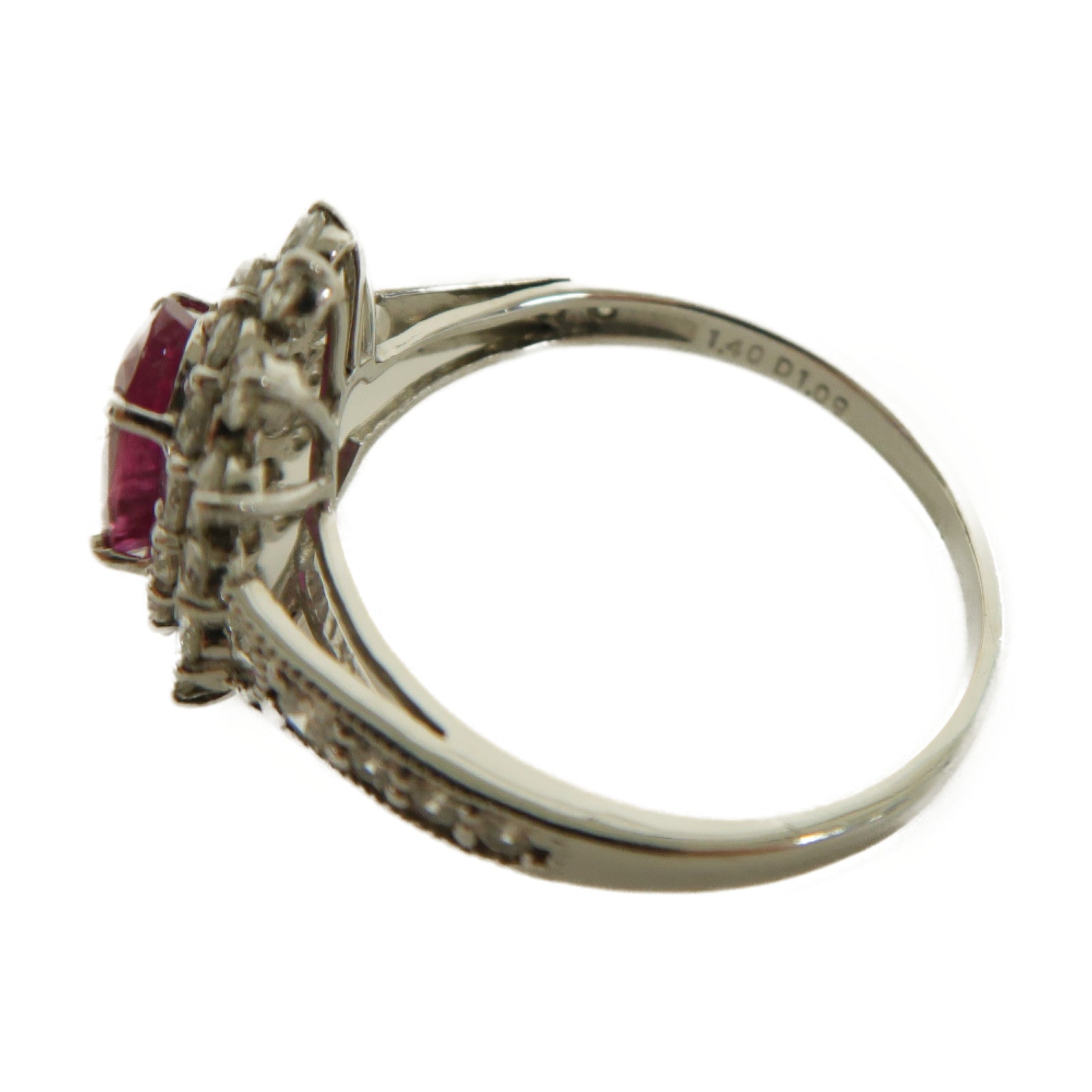 JEWELRY 【激減優惠】PT900鉑金Ruby Ring紅寶石/鑽石戒指粉紅色US#8
