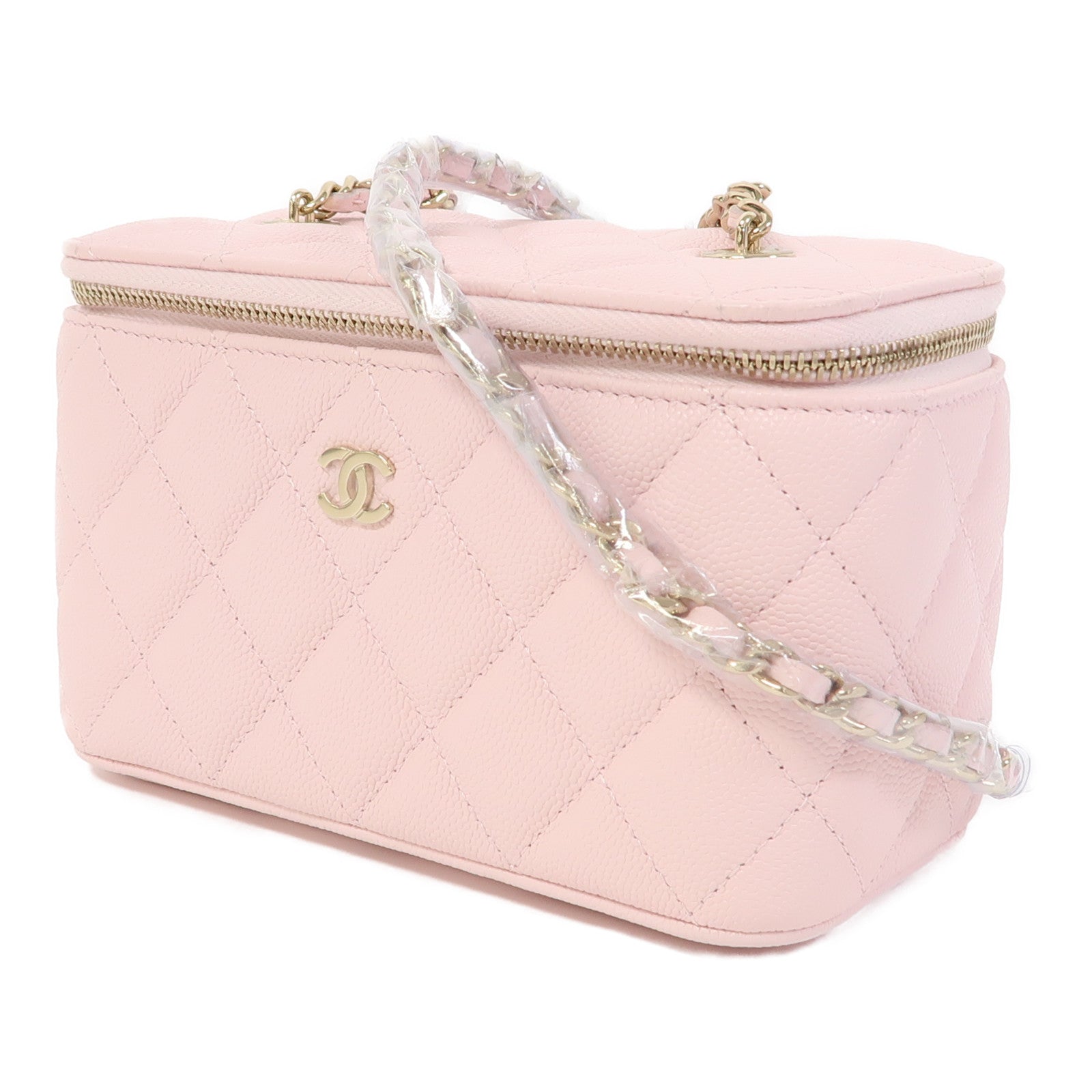 CHANEL 【激減優惠】菱格牛皮皮革Chain Shoulder金扣鏈帶肩背袋粉紅色