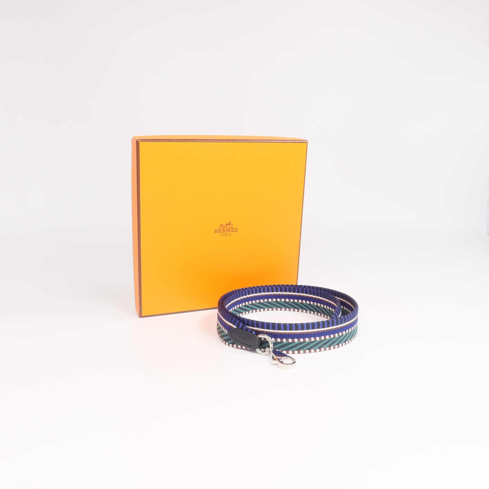 HERMES 帆布Strap 70cm銀扣肩帶