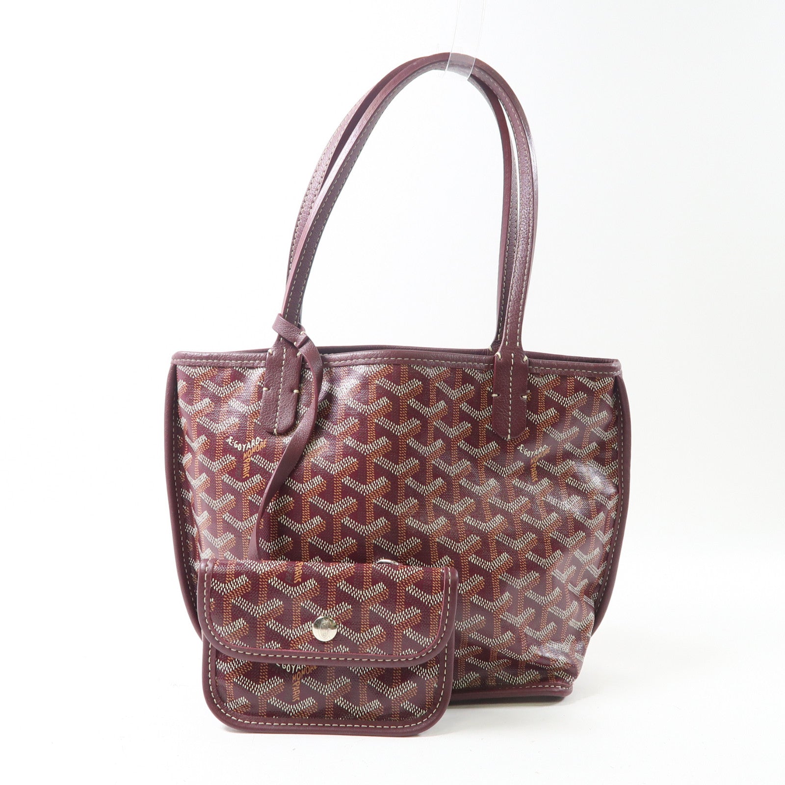 GOYARD 塗層帆布Anjou銀扣手挽袋紅色